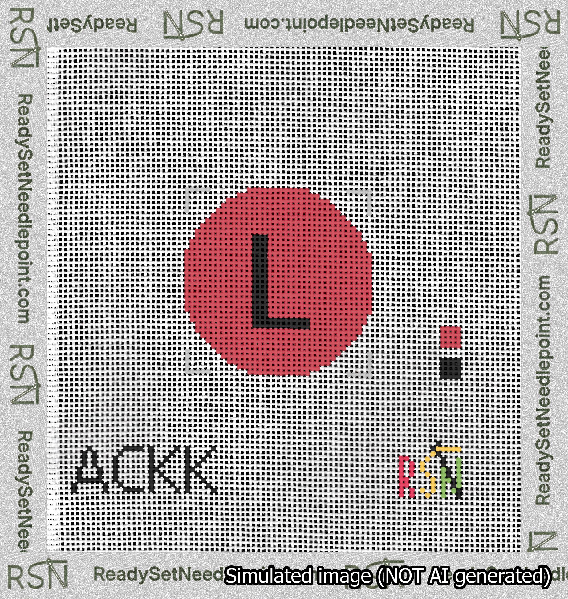 Circle Initial L Needlepoint Canvas Design