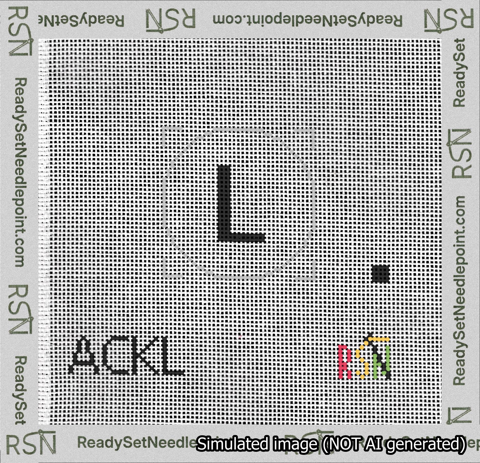 Circle Initial L Needlepoint Canvas Design