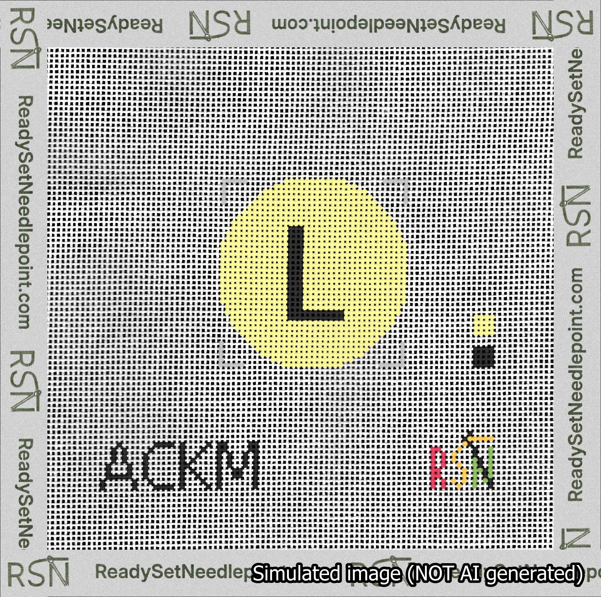 Circle Initial L Needlepoint Canvas Design