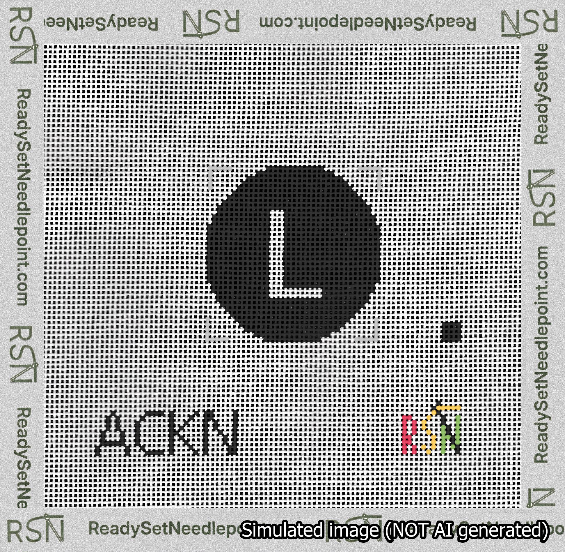 Circle Initial L Needlepoint Canvas Design