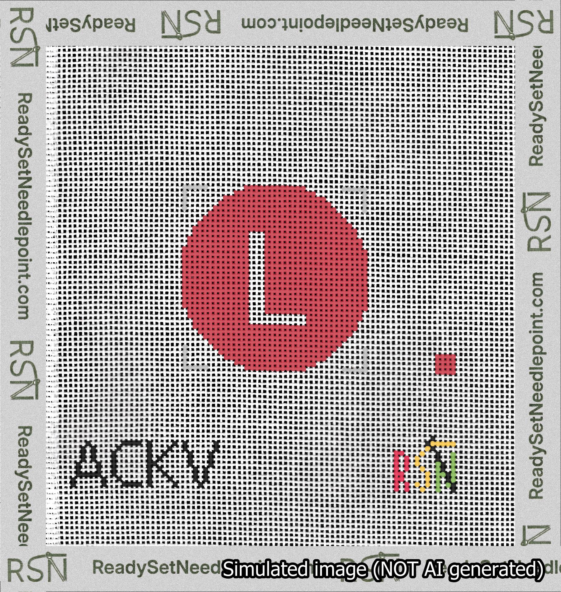 Circle Initial L Needlepoint Canvas Design