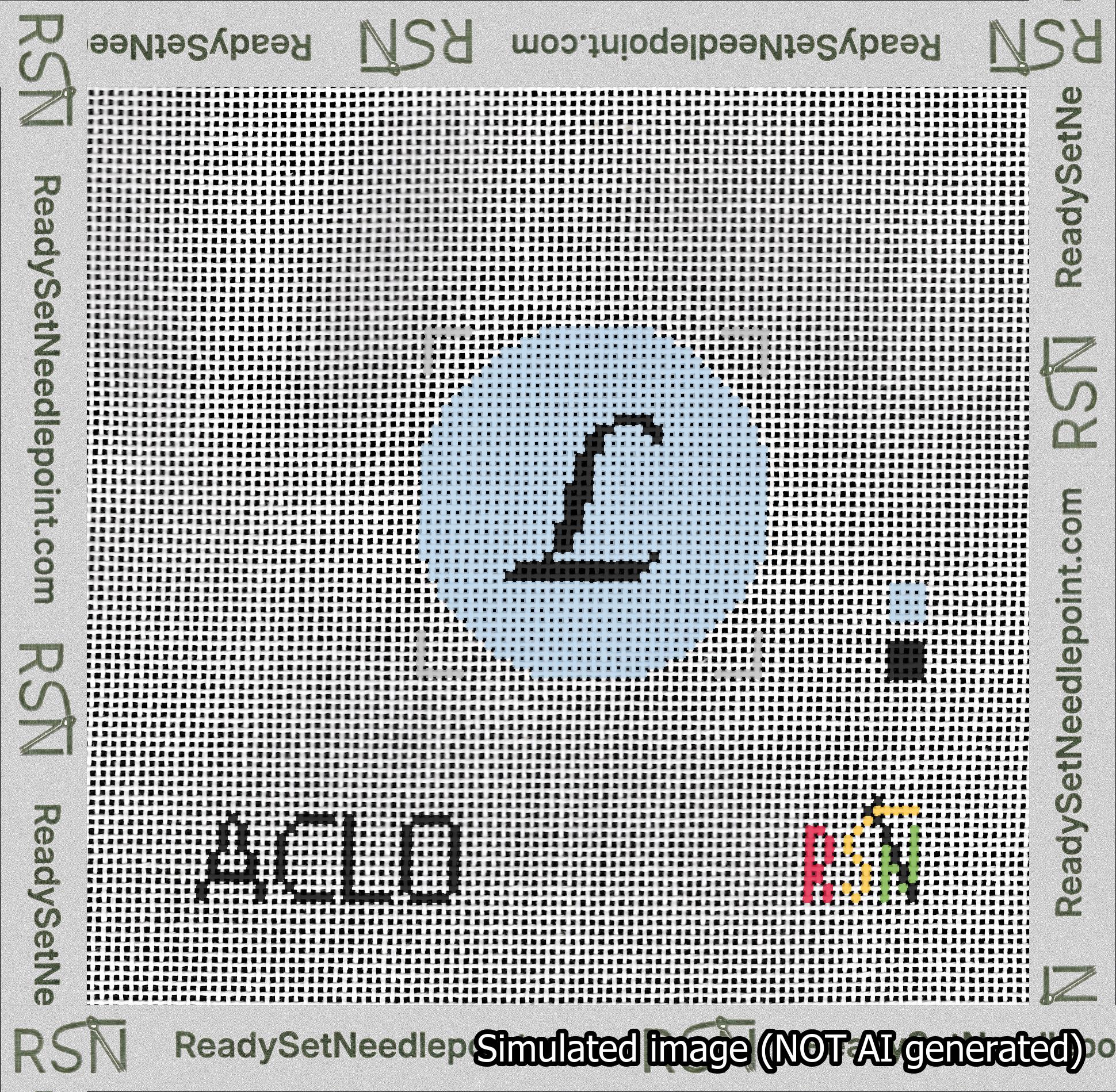 Circle Initial L Needlepoint Canvas Design
