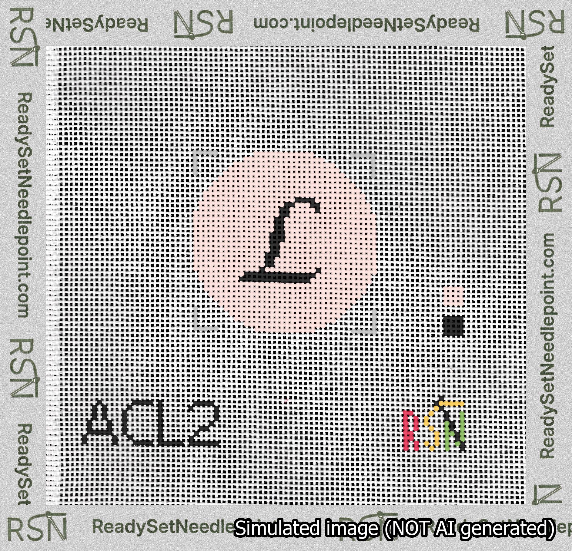 Circle Initial L Needlepoint Canvas Design
