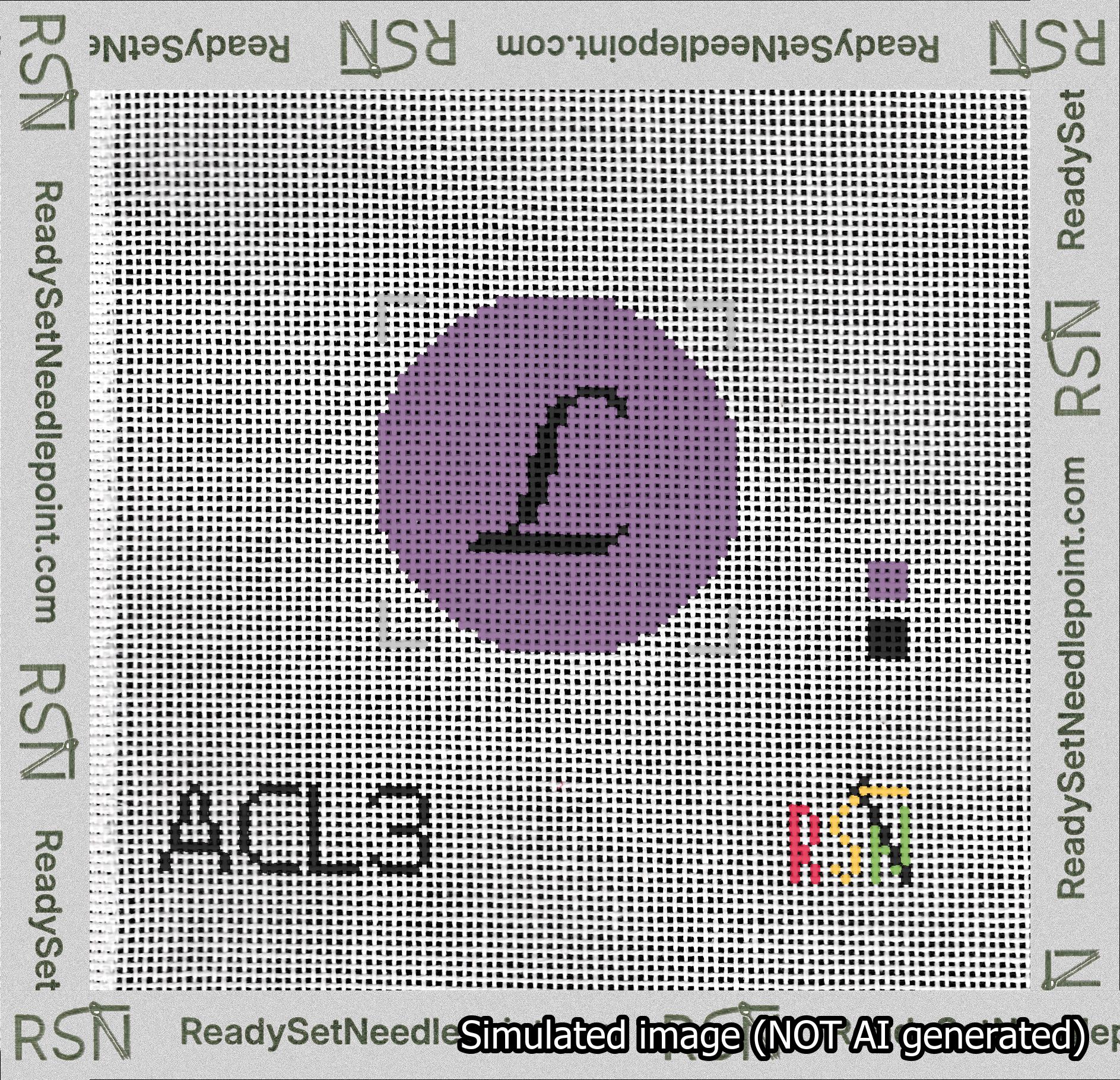 Circle Initial L Needlepoint Canvas Design