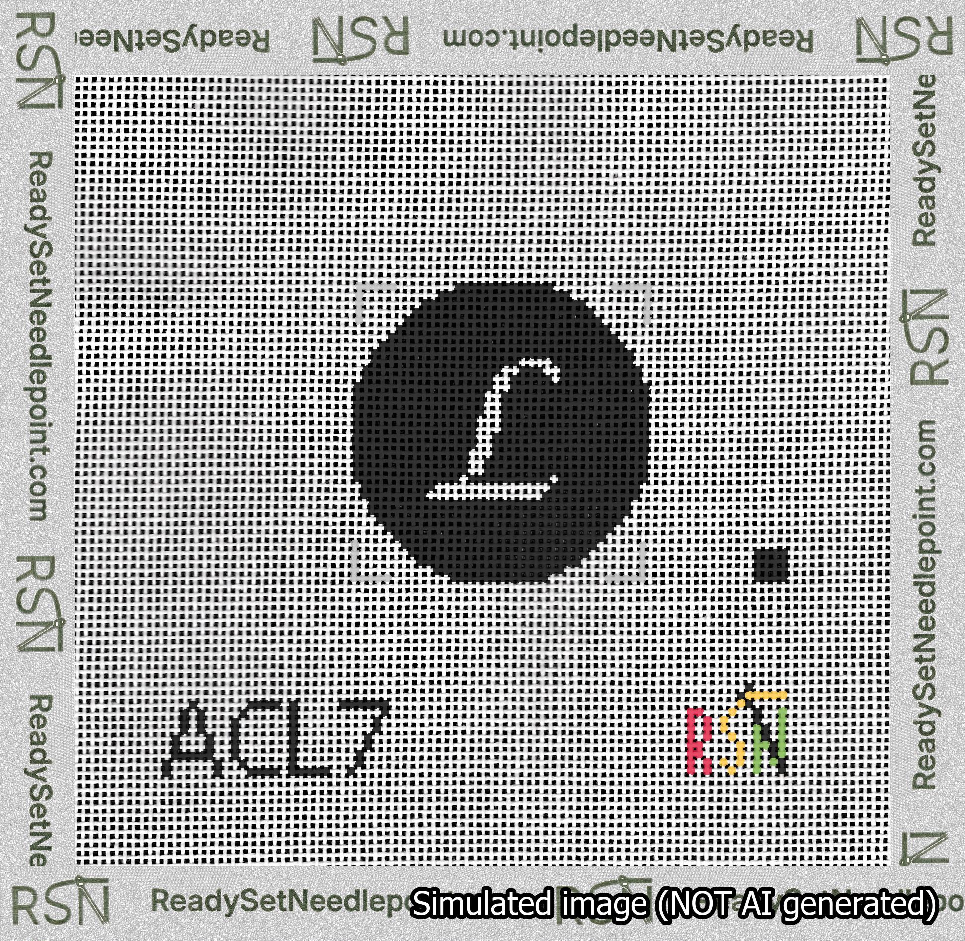 Circle Initial L Needlepoint Canvas Design