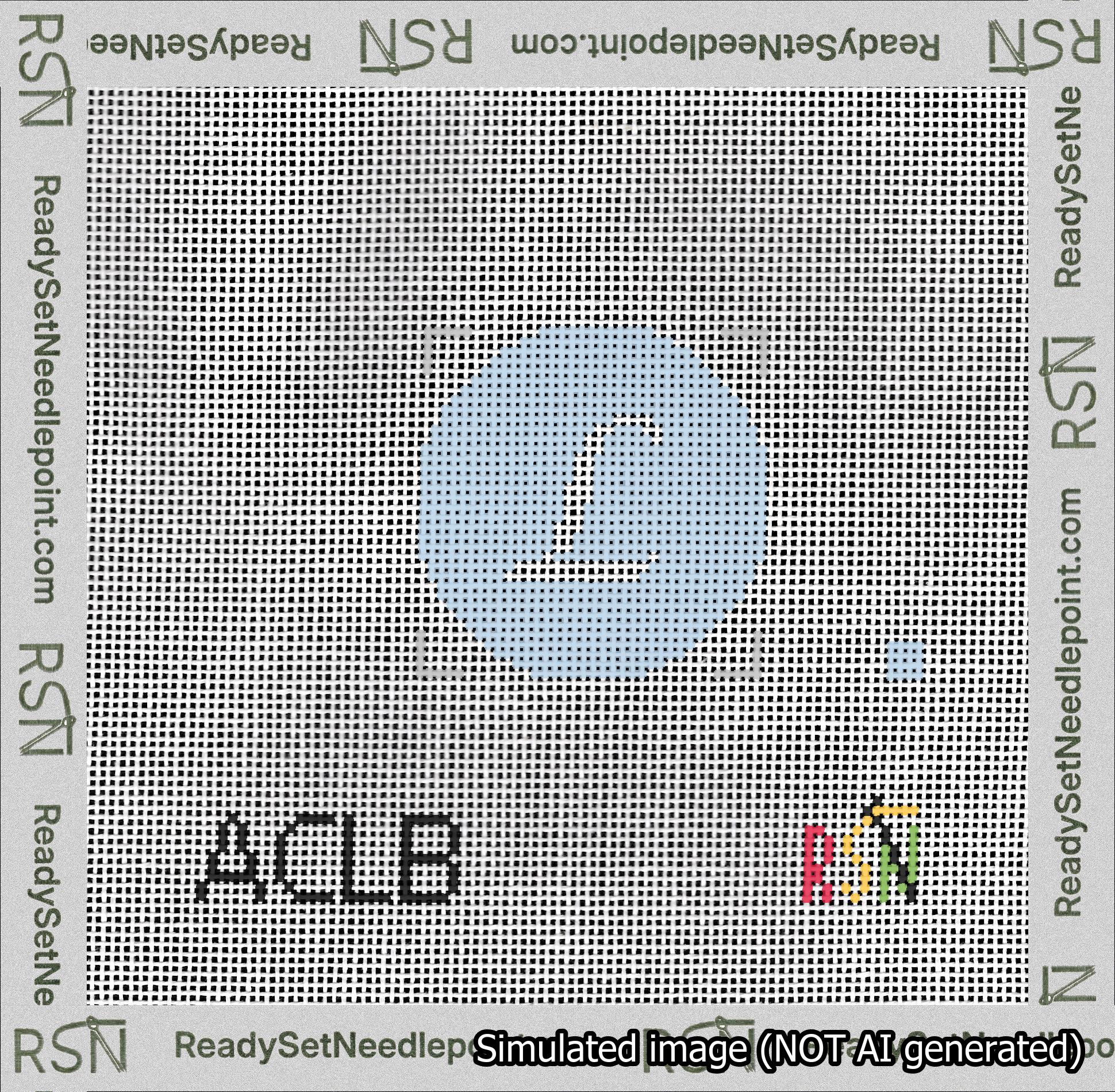Circle Initial L Needlepoint Canvas Design