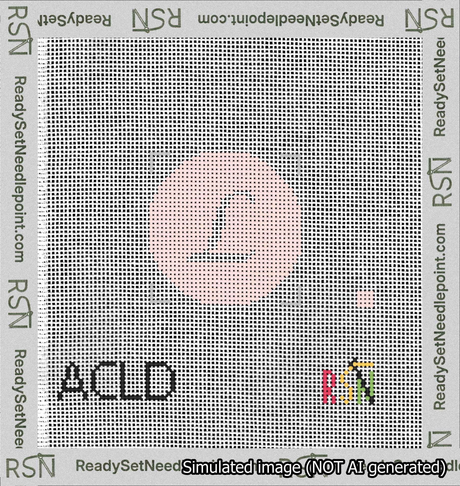 Circle Initial L Needlepoint Canvas Design