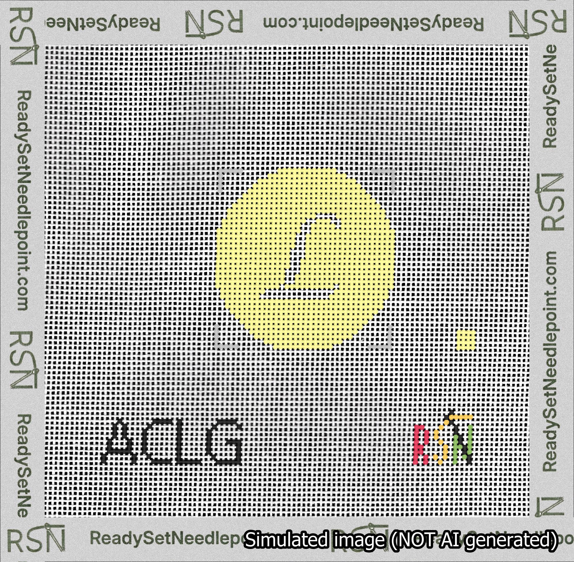 Circle Initial L Needlepoint Canvas Design
