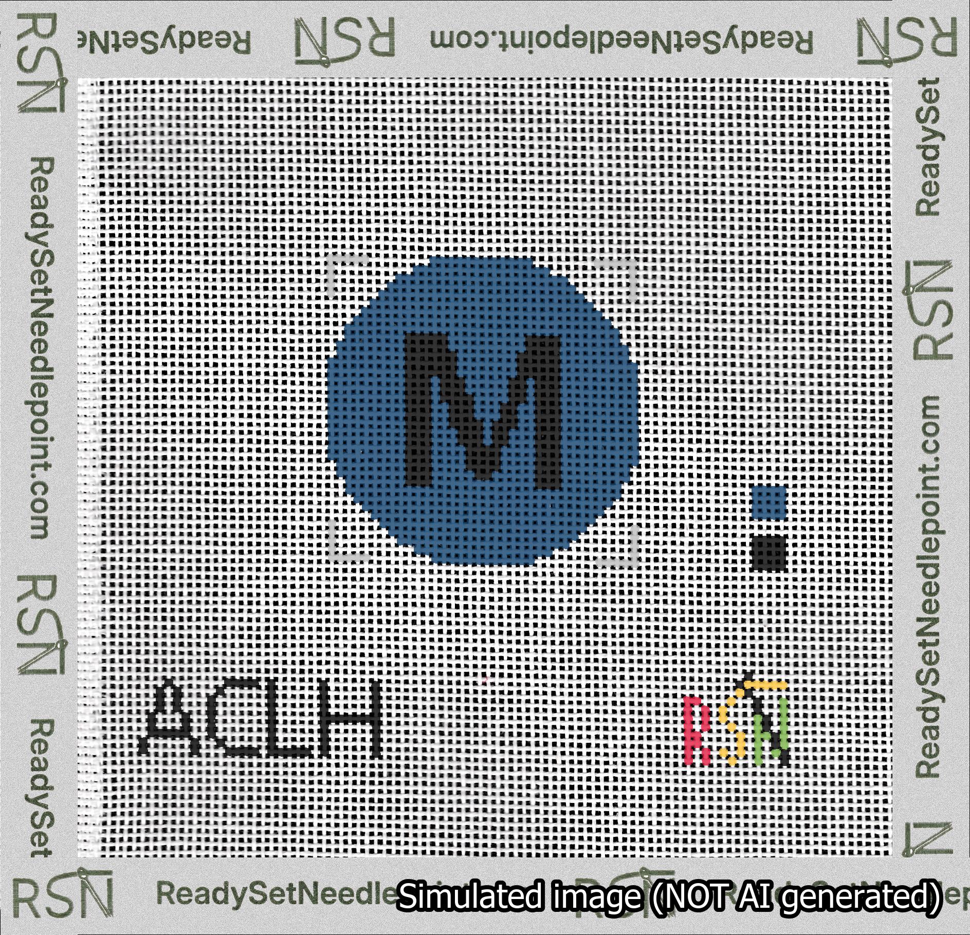 Circle Initial M Needlepoint Canvas Design