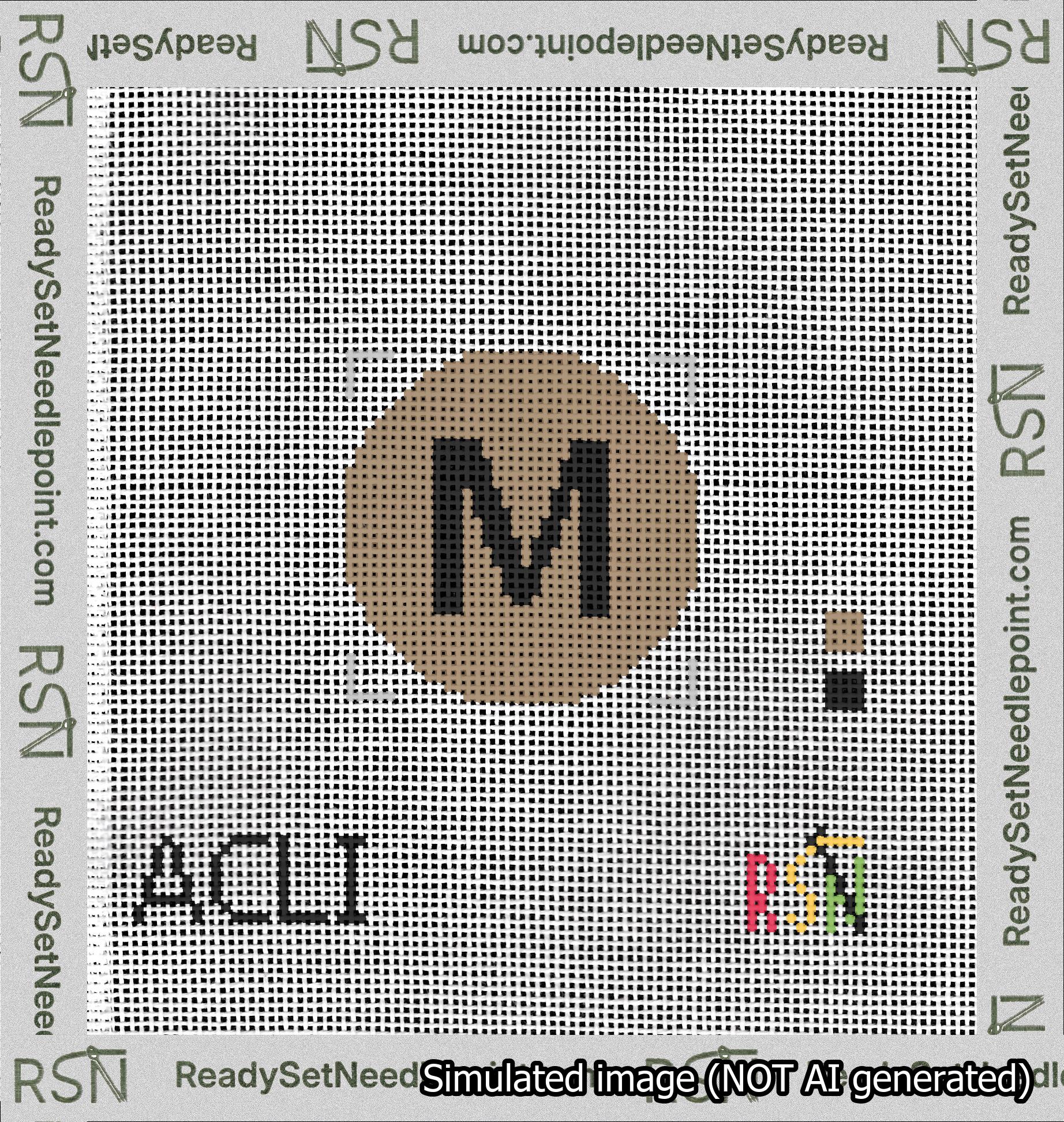 Circle Initial M Needlepoint Canvas Design
