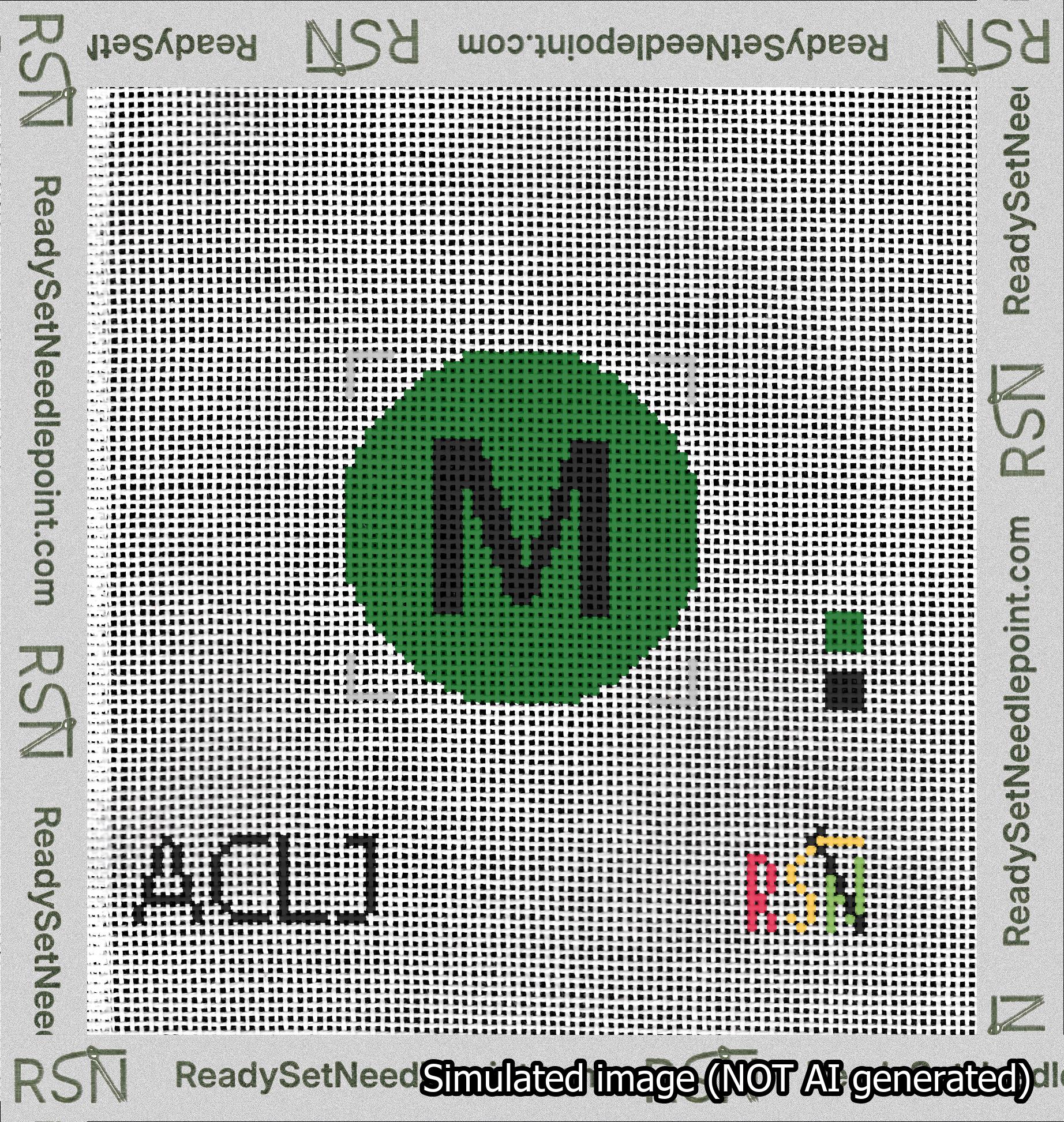 Circle Initial M Needlepoint Canvas Design