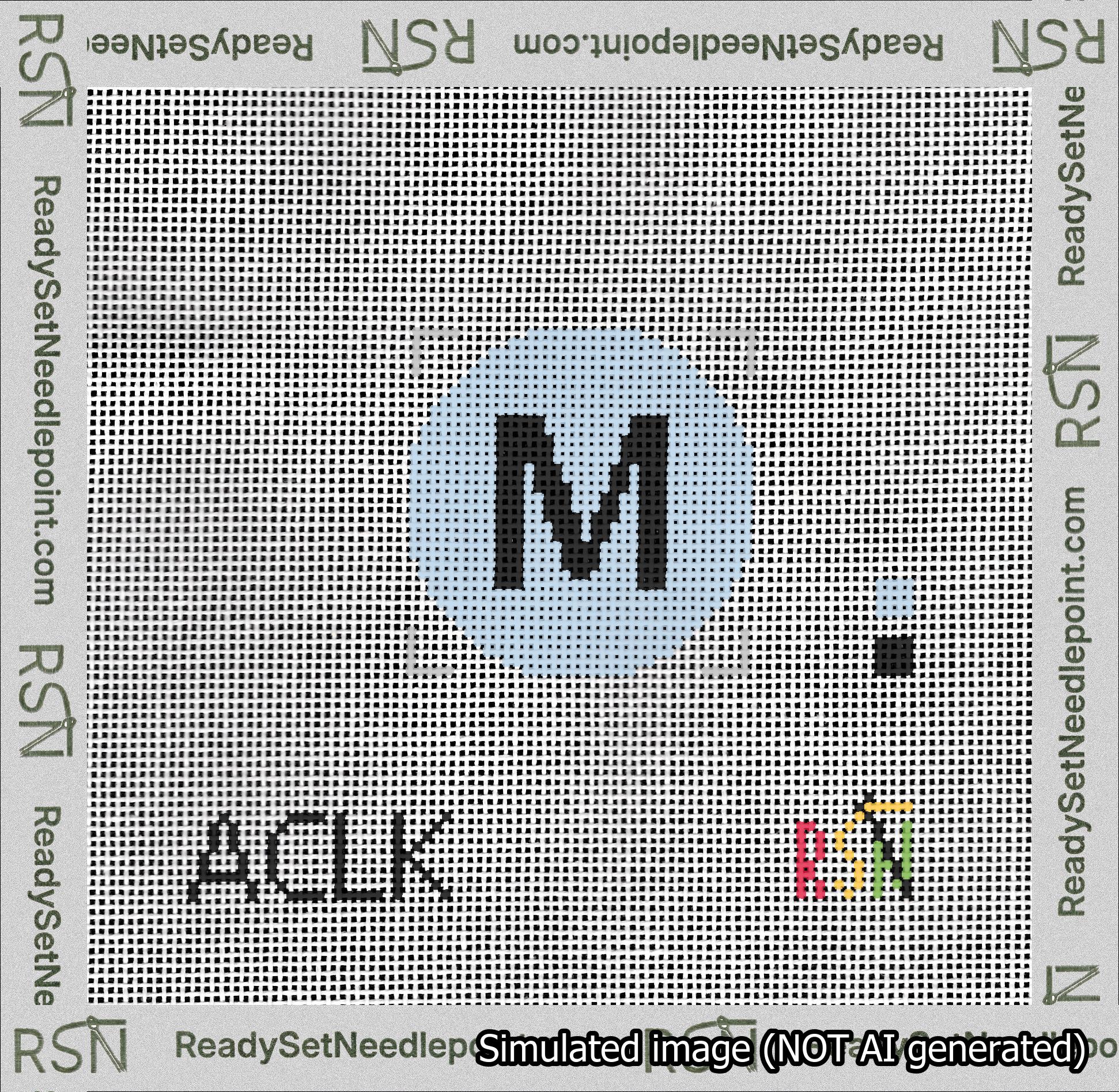 Circle Initial M Needlepoint Canvas Design