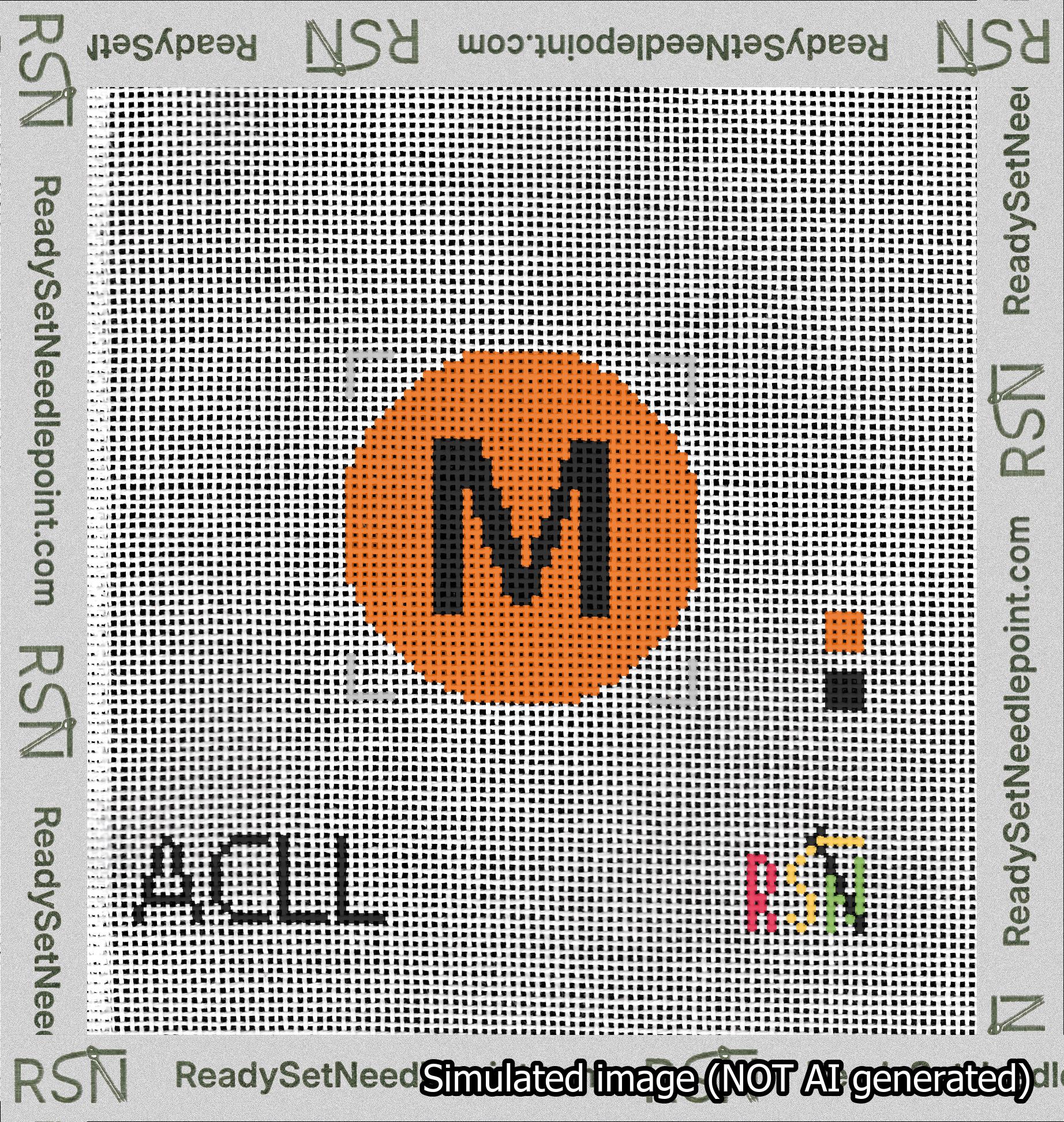 Circle Initial M Needlepoint Canvas Design
