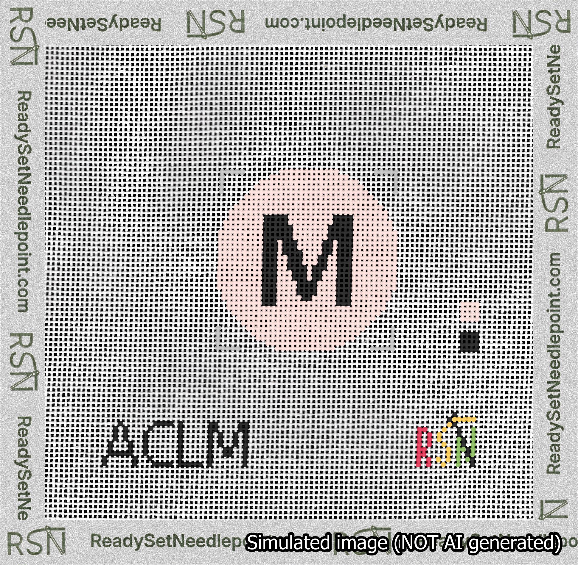 Circle Initial M Needlepoint Canvas Design