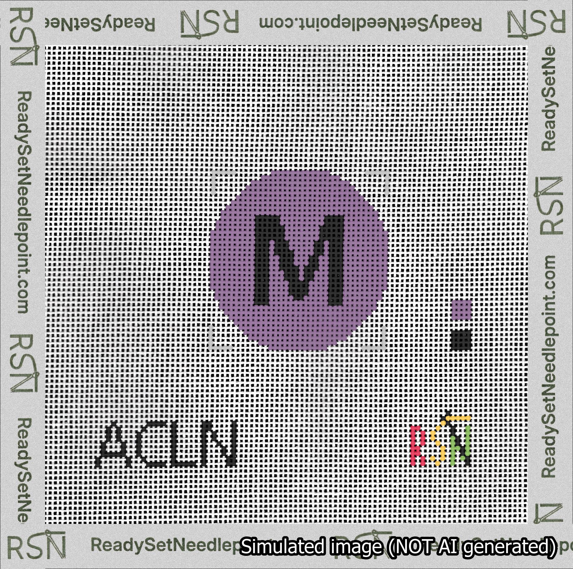 Circle Initial M Needlepoint Canvas Design