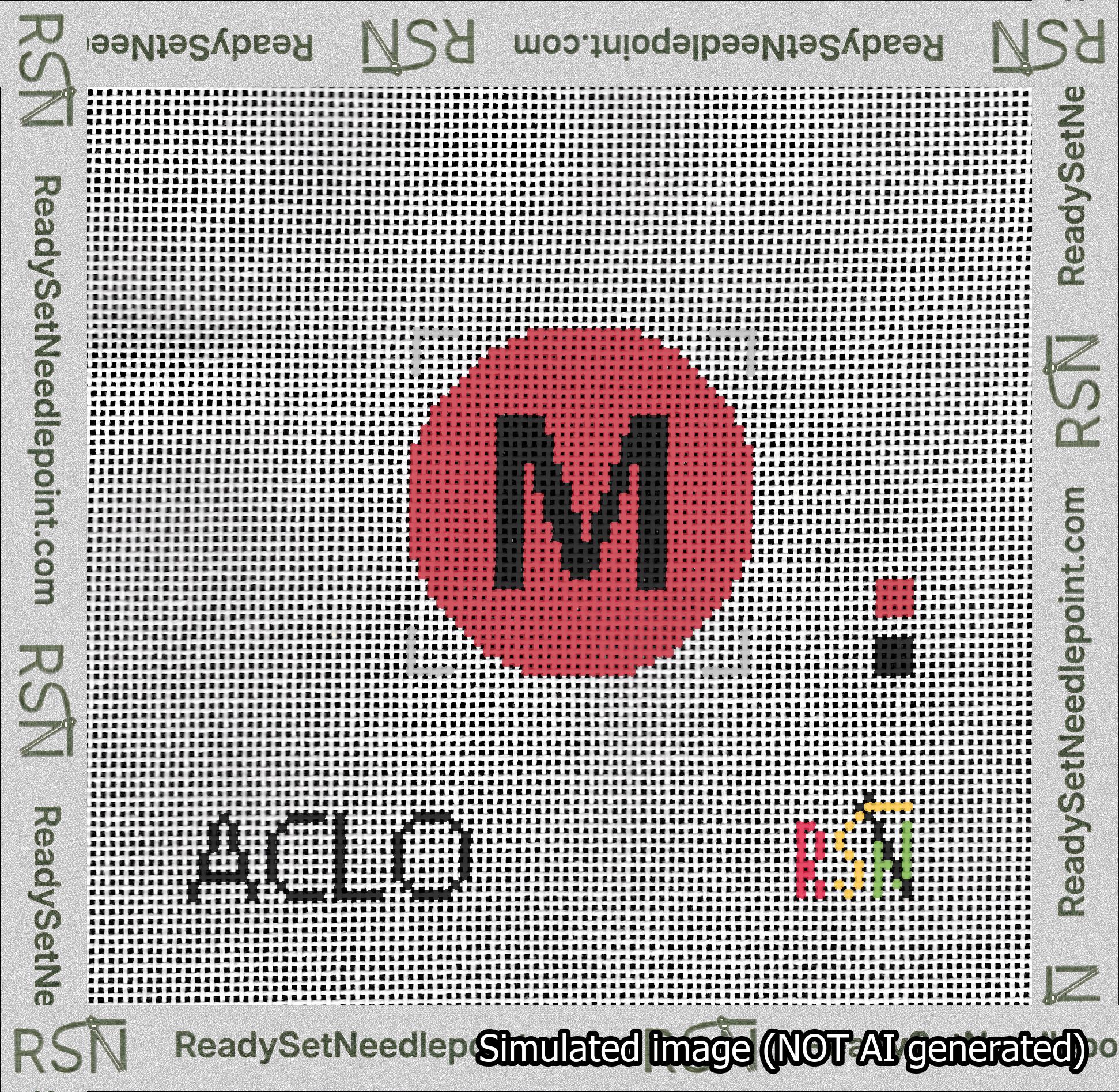 Circle Initial M Needlepoint Canvas Design
