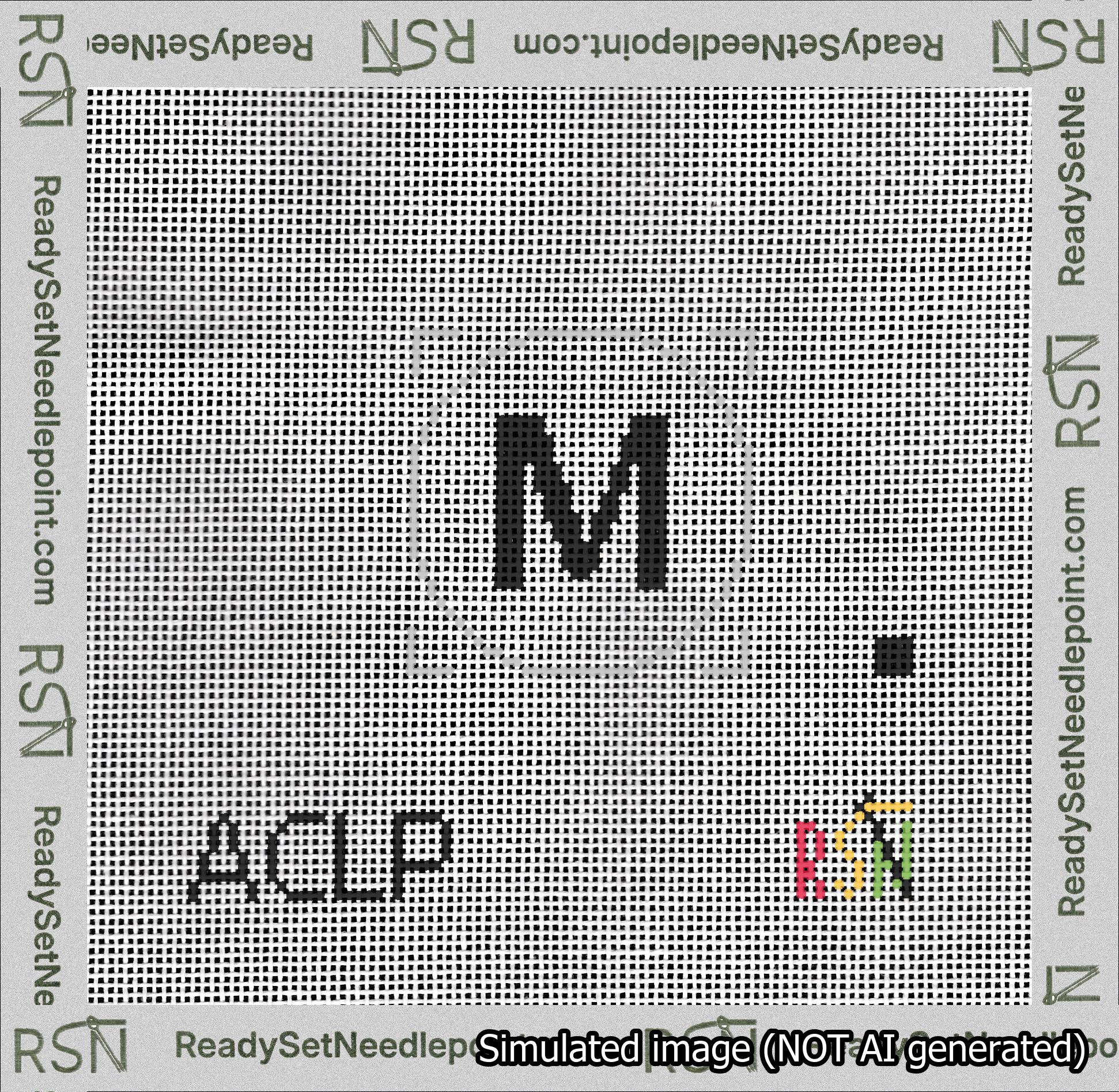 Circle Initial M Needlepoint Canvas Design