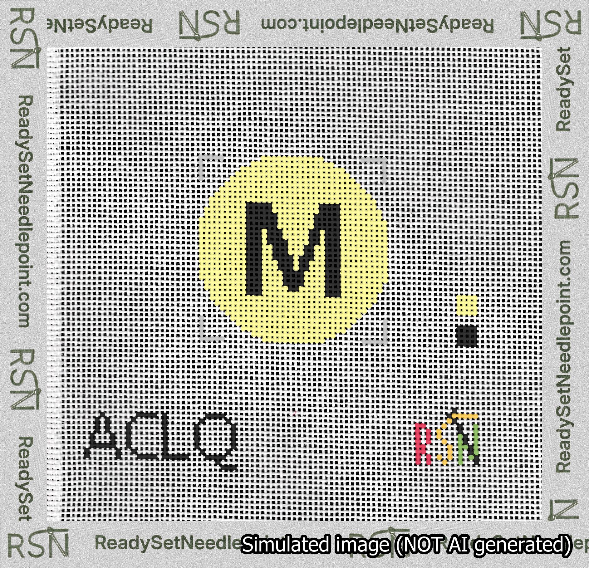 Circle Initial M Needlepoint Canvas Design
