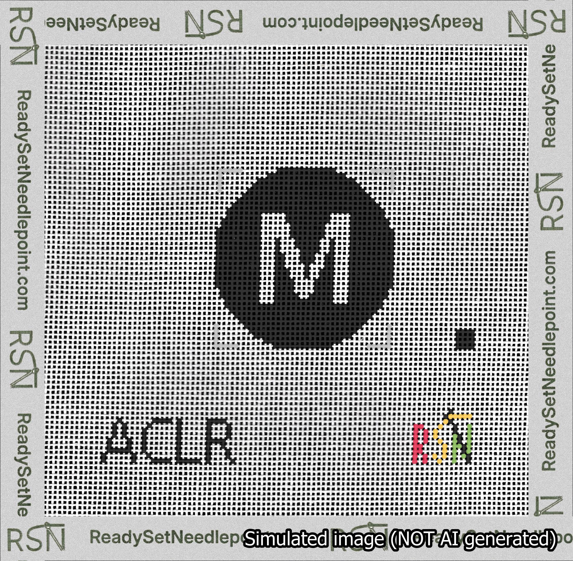 Circle Initial M Needlepoint Canvas Design