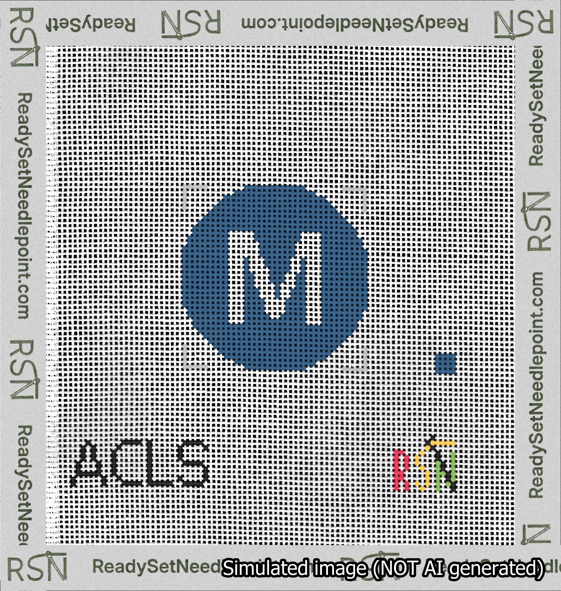 Circle Initial M Needlepoint Canvas Design