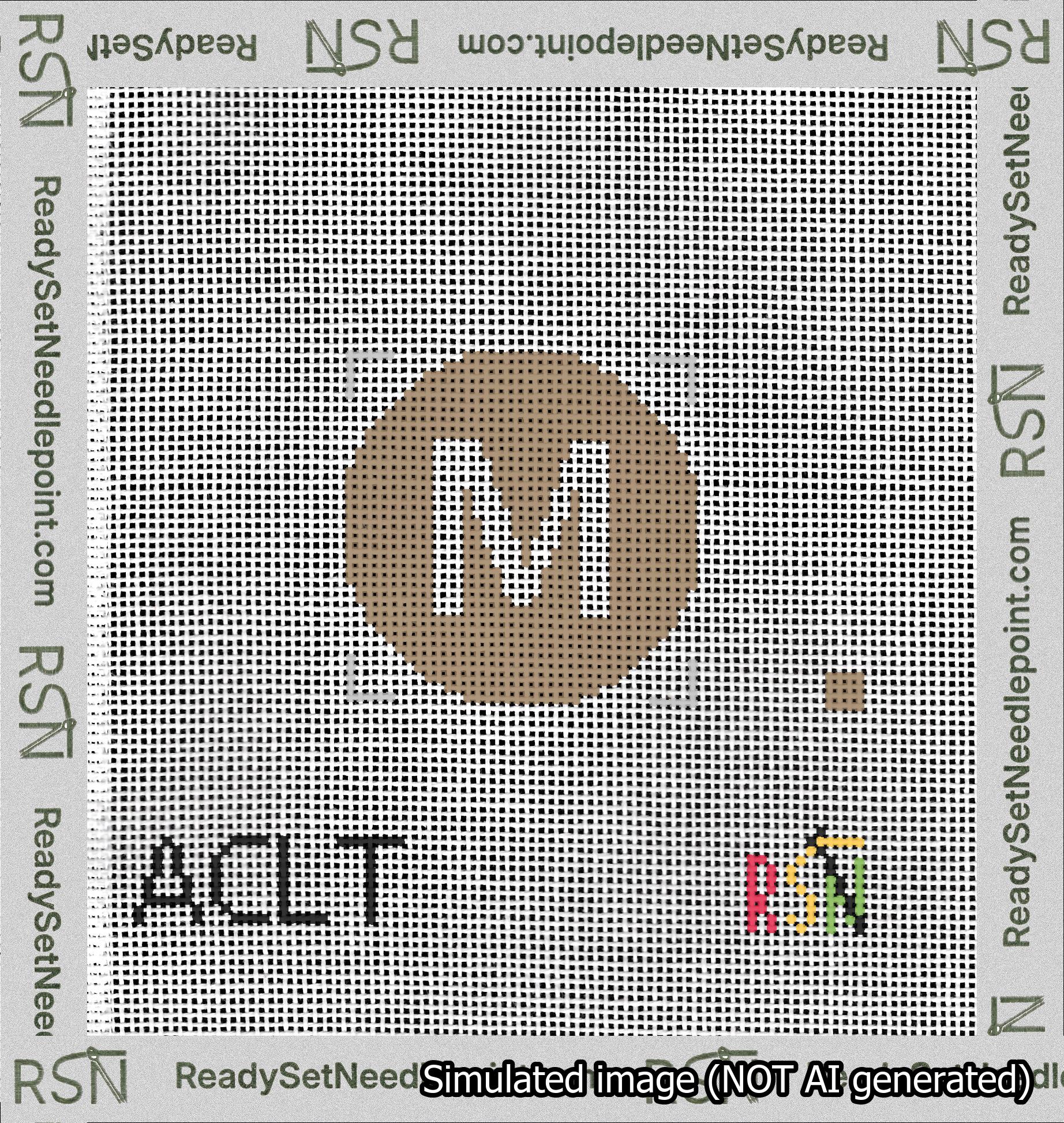 Circle Initial M Needlepoint Canvas Design