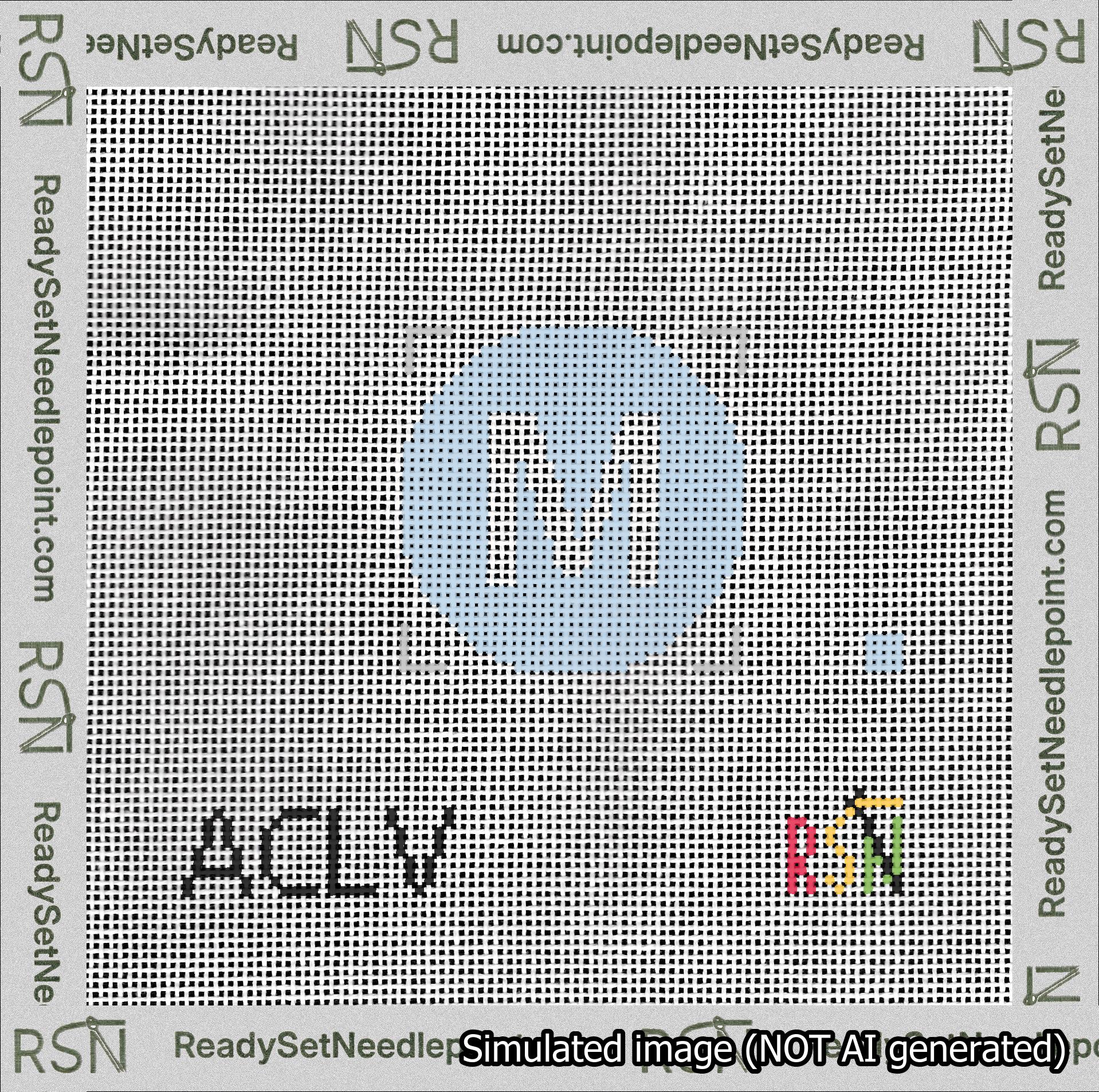 Circle Initial M Needlepoint Canvas Design