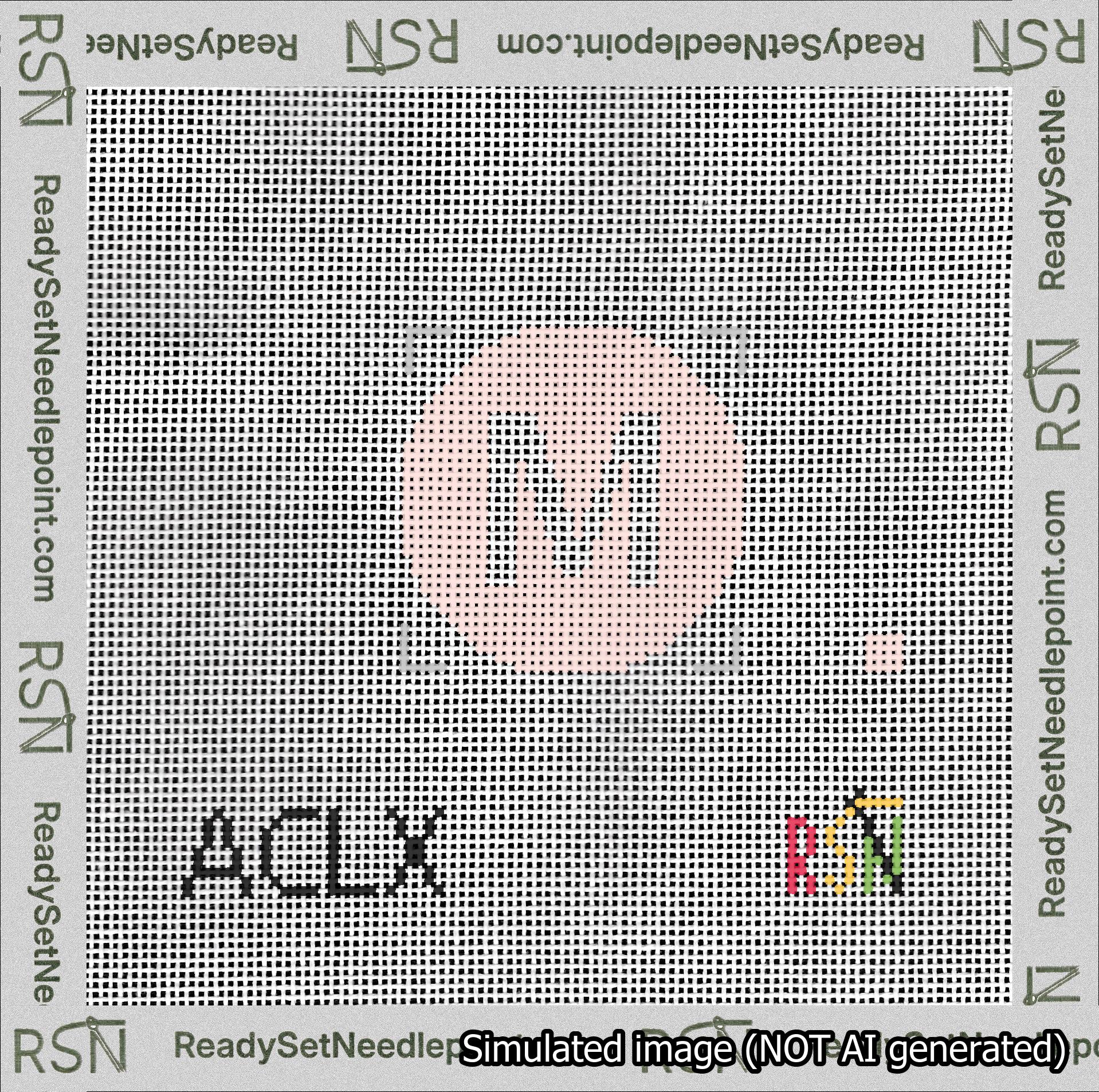 Circle Initial M Needlepoint Canvas Design
