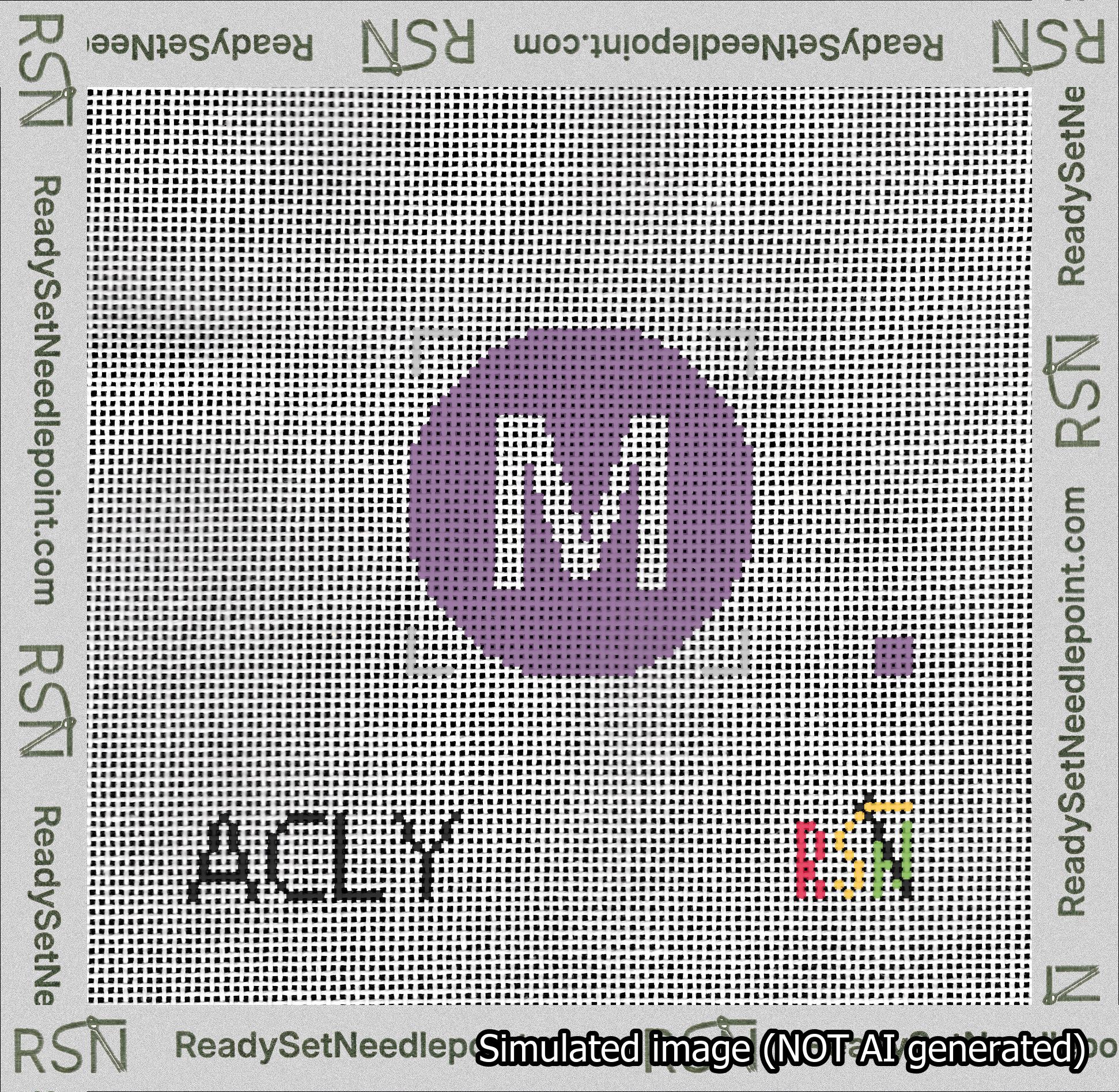 Circle Initial M Needlepoint Canvas Design