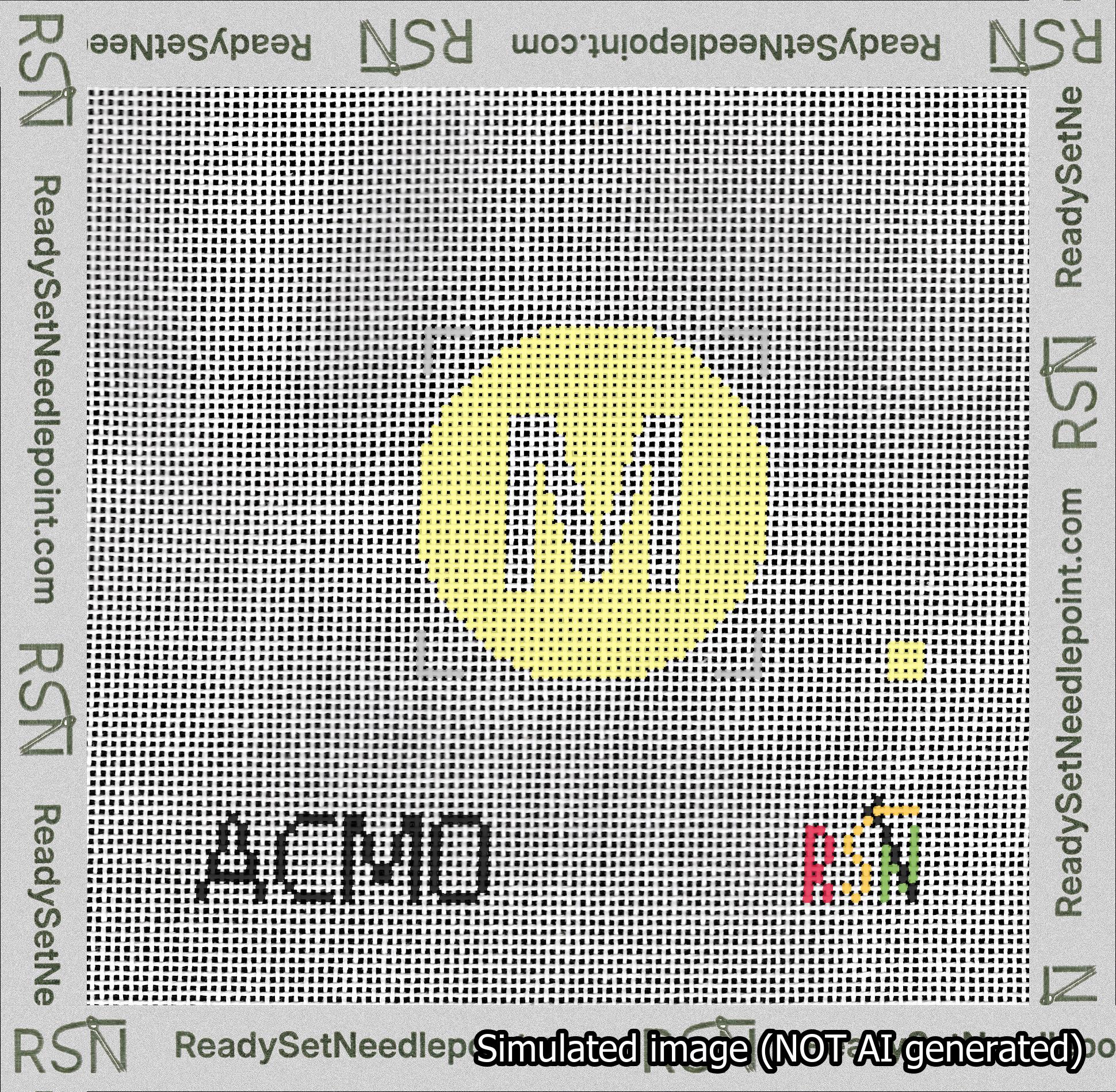 Circle Initial M Needlepoint Canvas Design