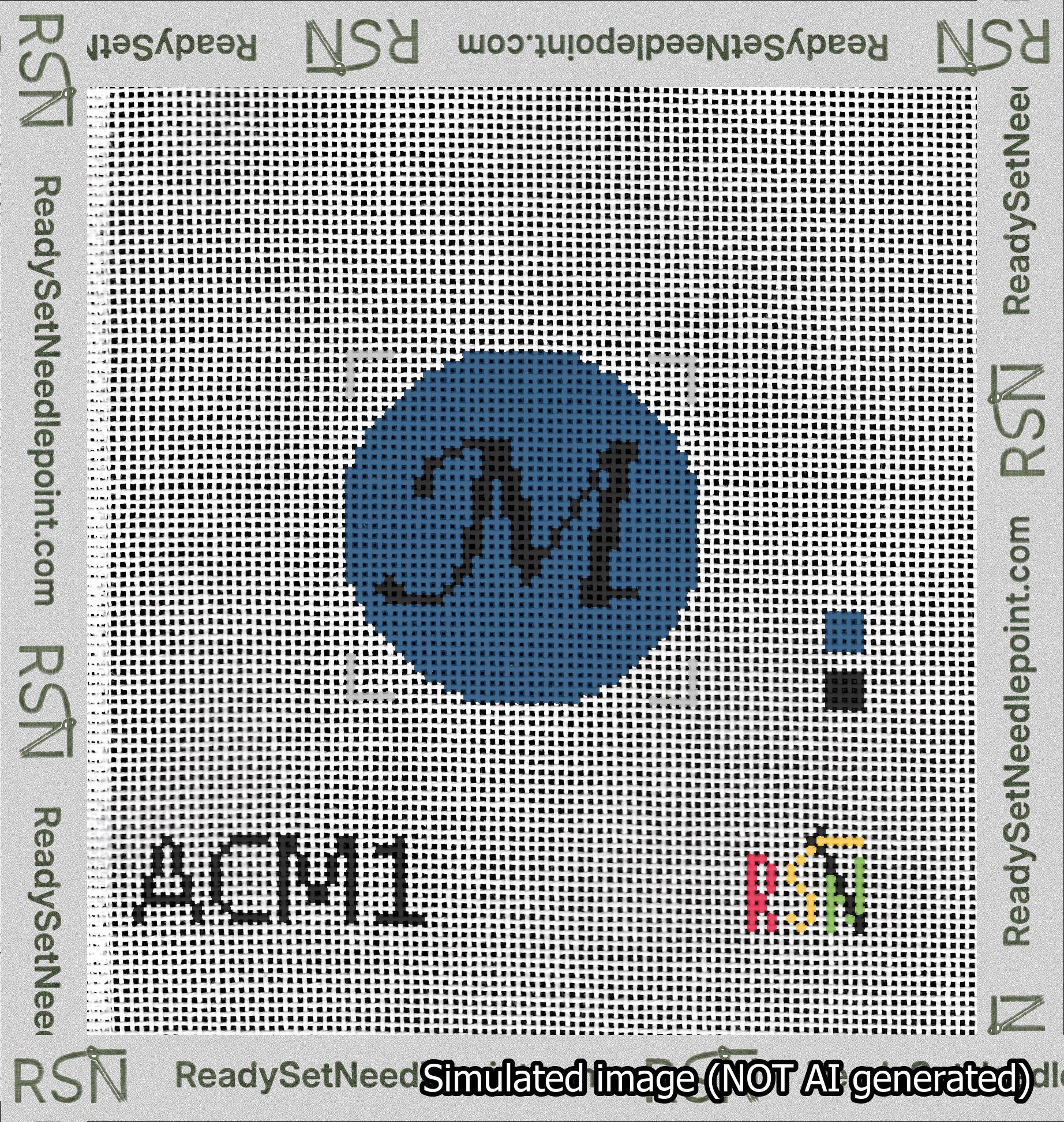 Circle Initial M Needlepoint Canvas Design