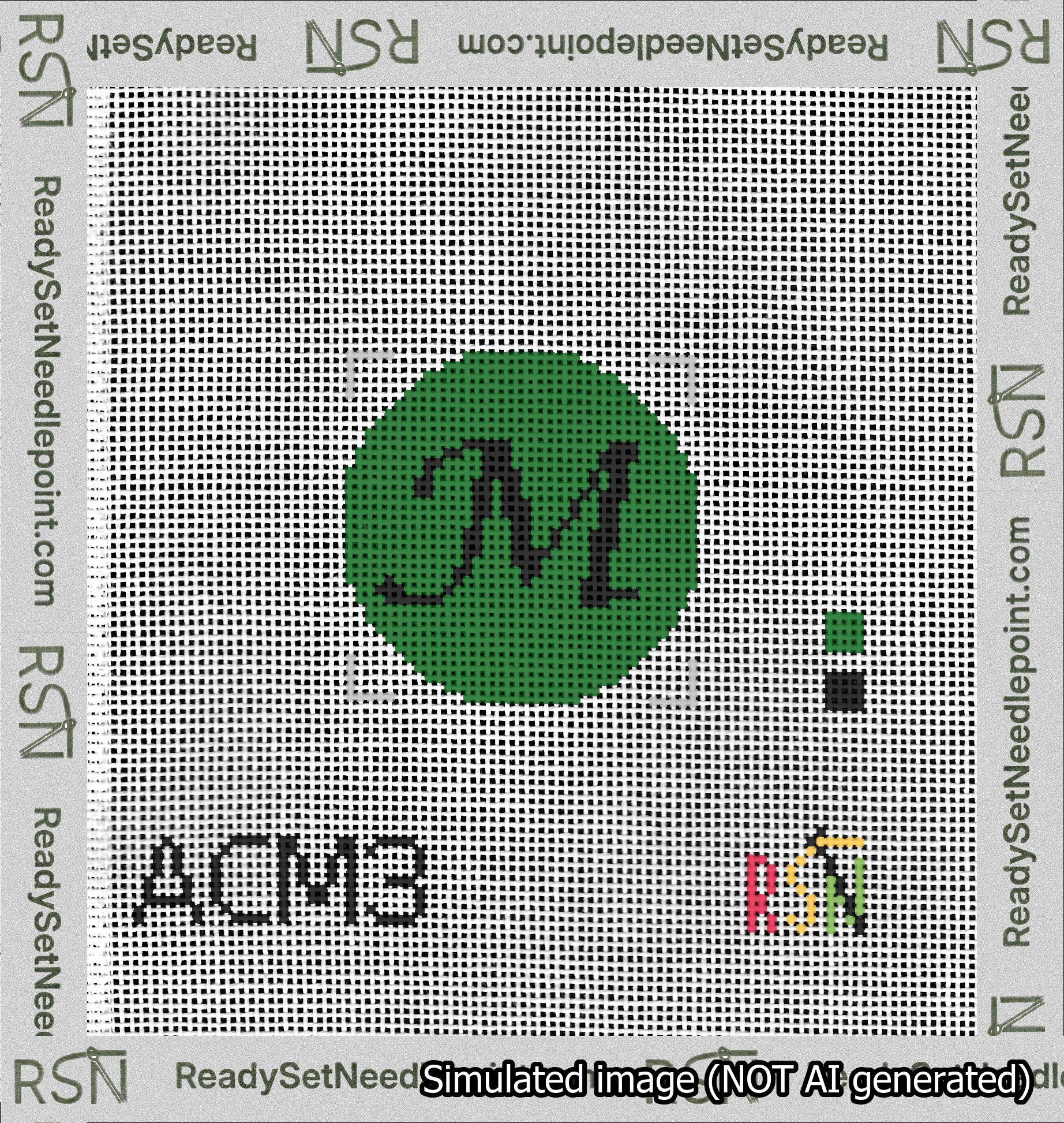 Circle Initial M Needlepoint Canvas Design