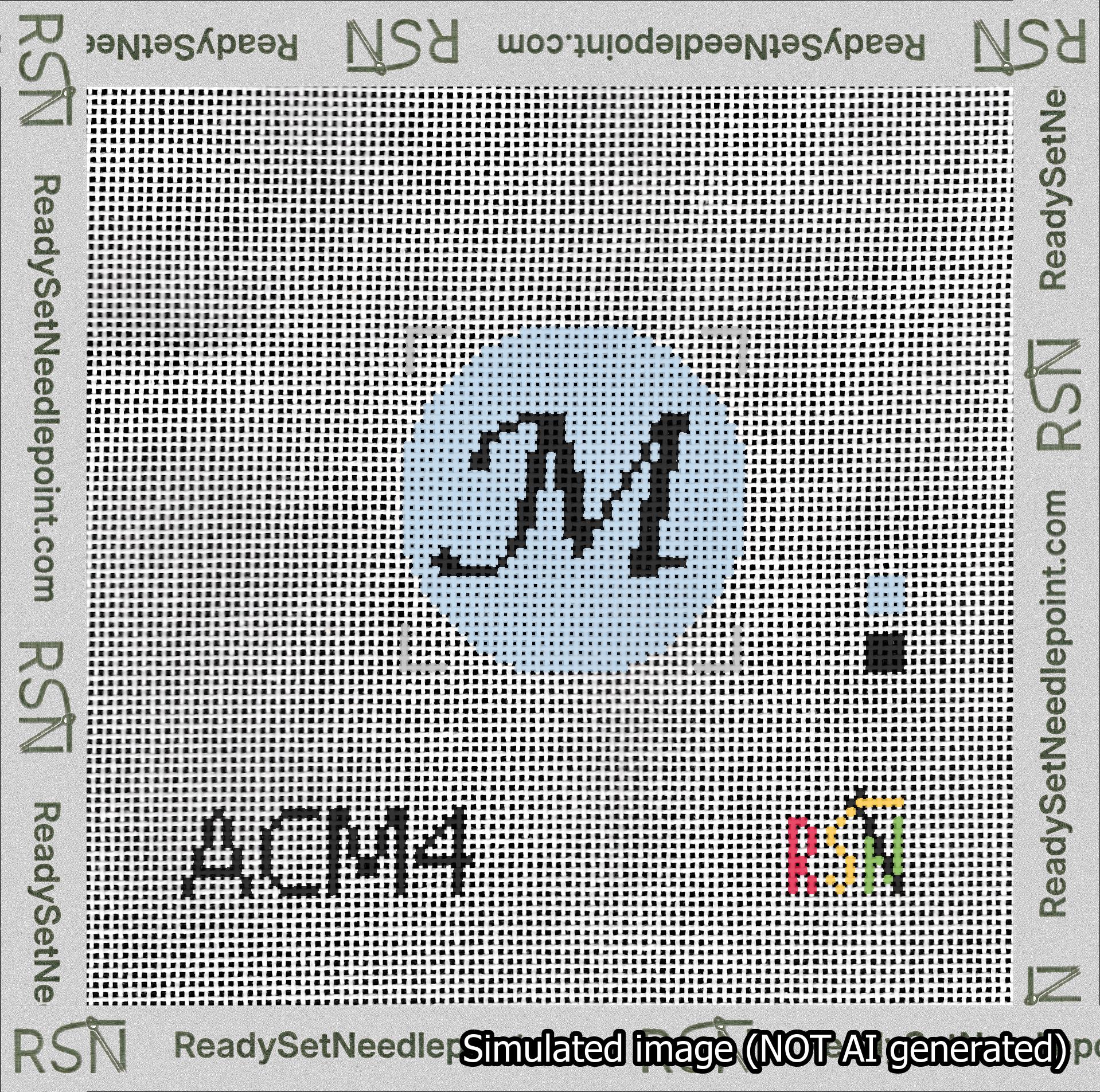 Circle Initial M Needlepoint Canvas Design