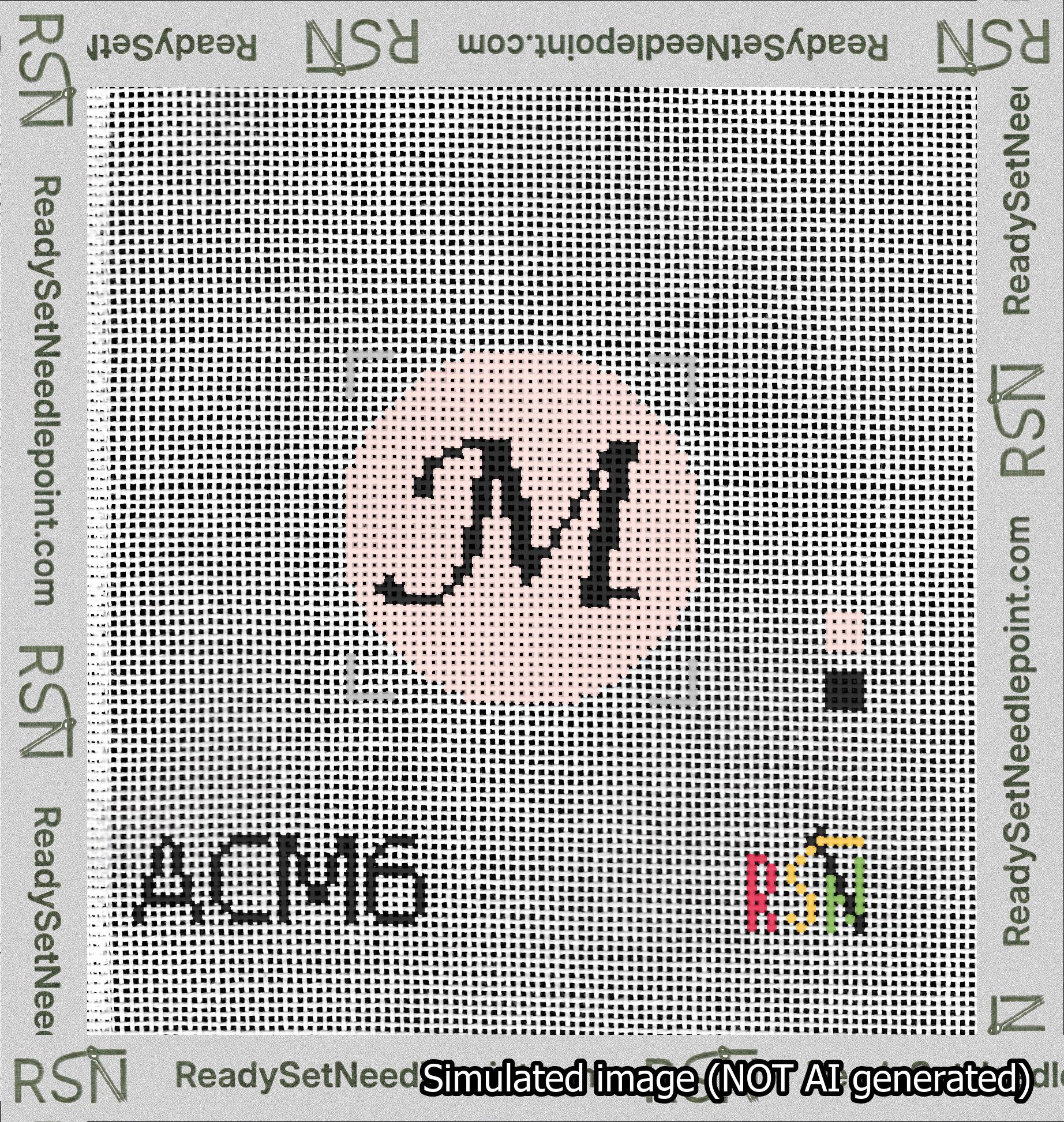 Circle Initial M Needlepoint Canvas Design