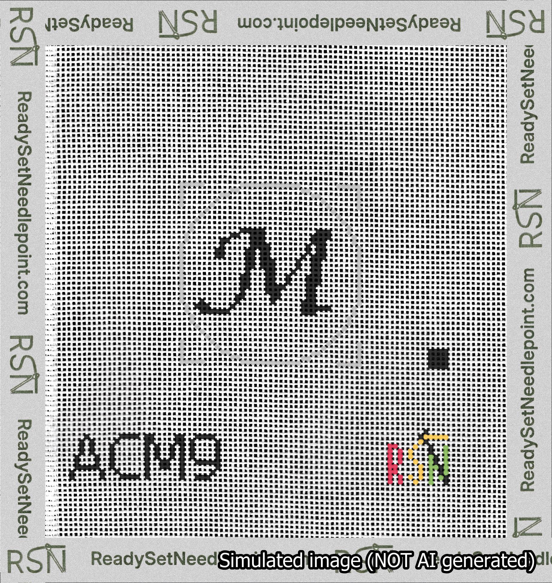 Circle Initial M Needlepoint Canvas Design