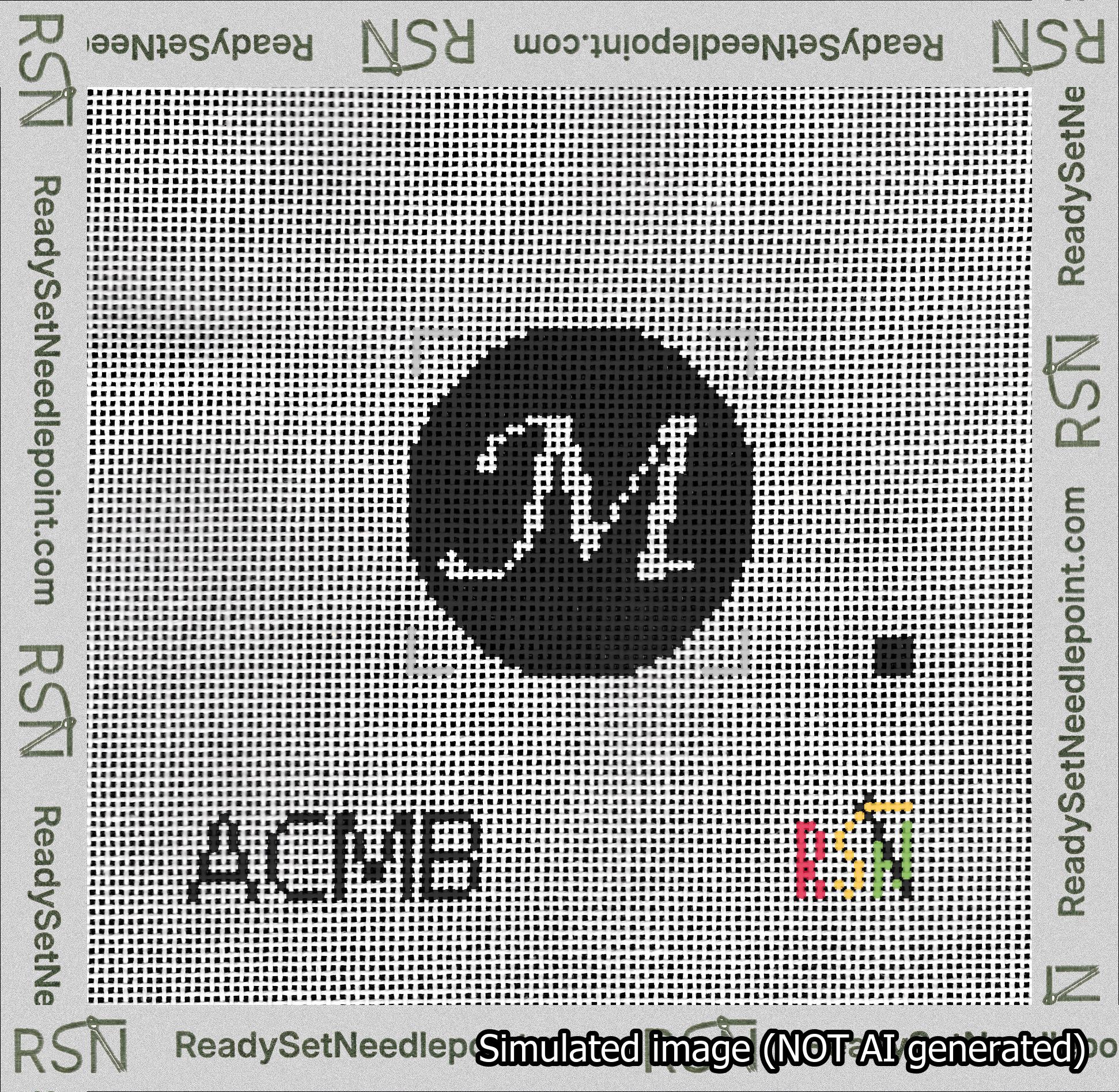Circle Initial M Needlepoint Canvas Design