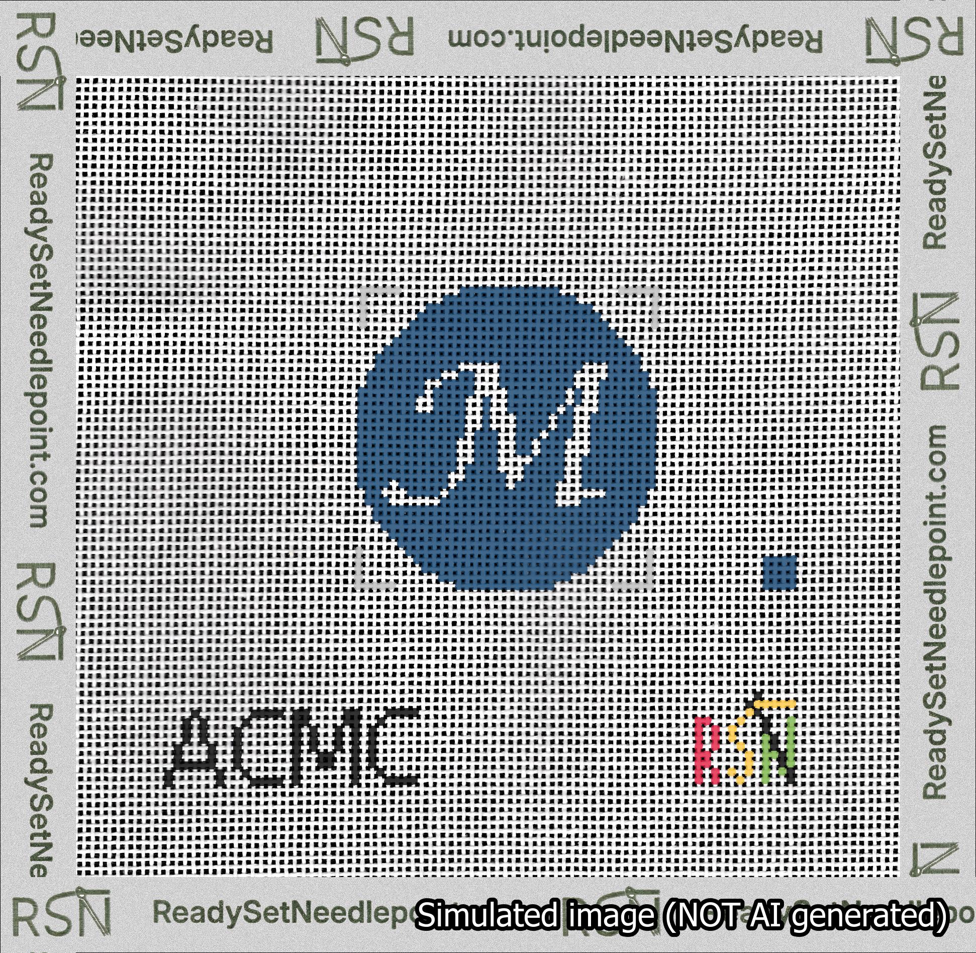 Circle Initial M Needlepoint Canvas Design