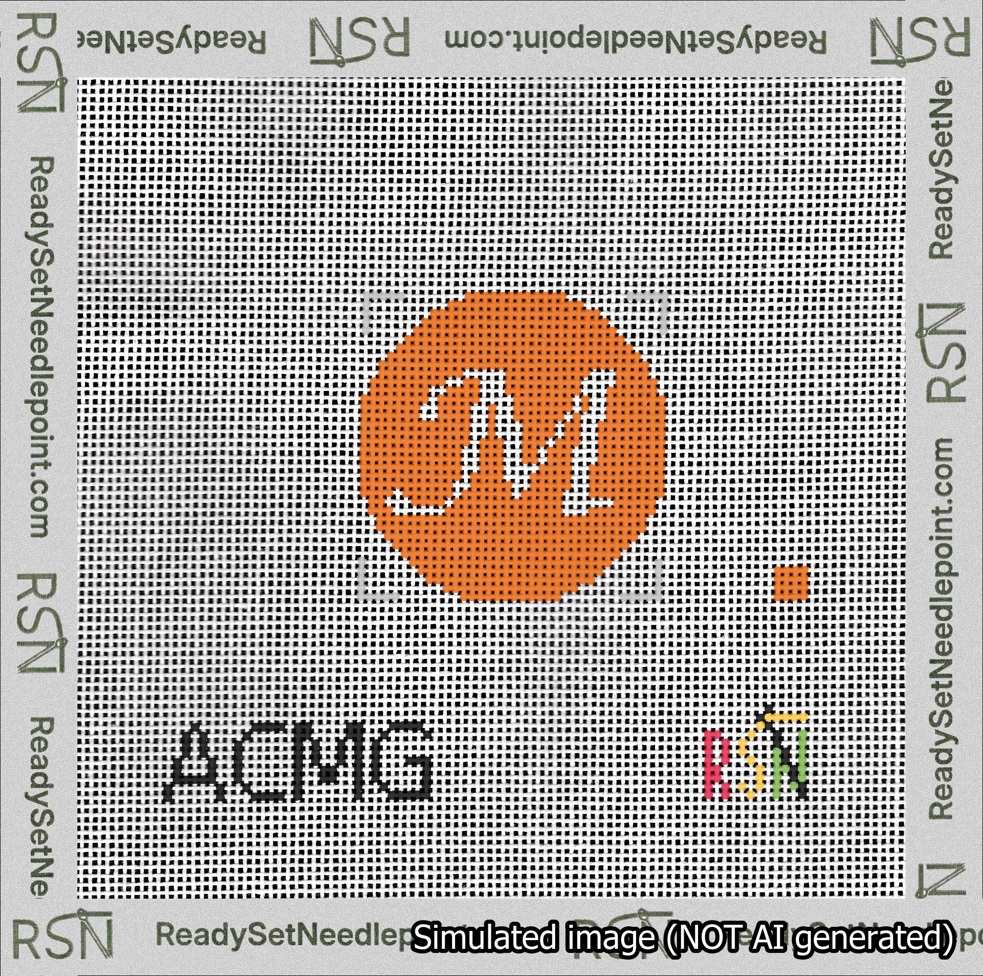Circle Initial M Needlepoint Canvas Design