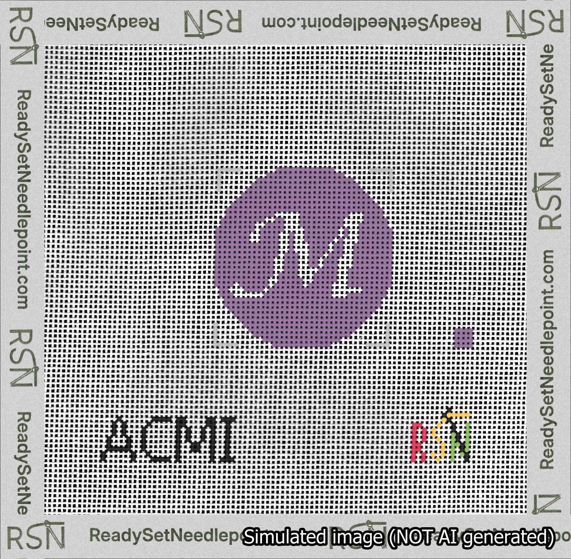 Circle Initial M Needlepoint Canvas Design