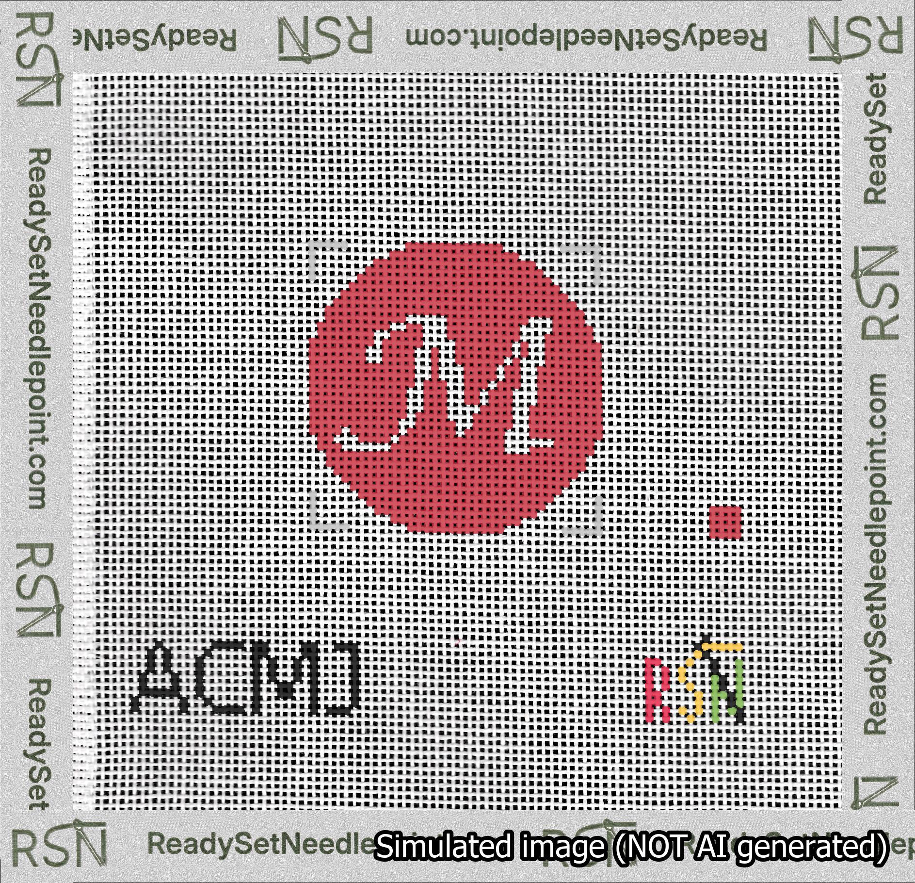 Circle Initial M Needlepoint Canvas Design