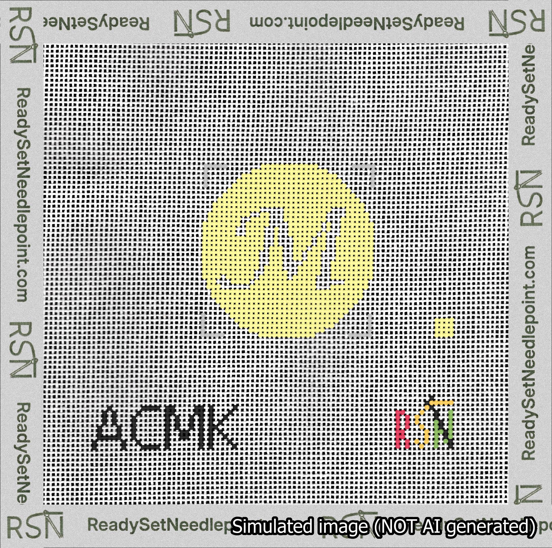 Circle Initial M Needlepoint Canvas Design
