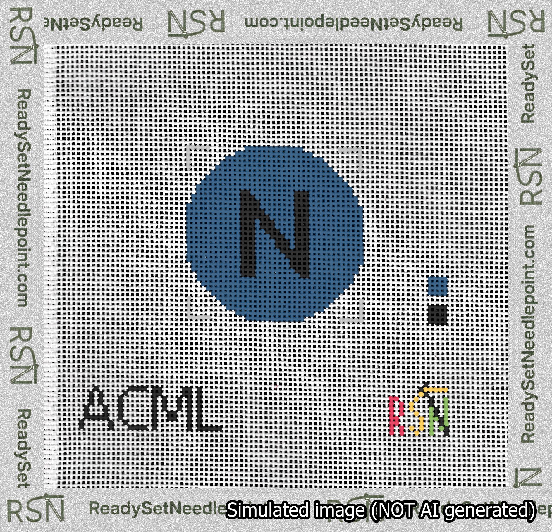 Circle Initial N Needlepoint Canvas Design