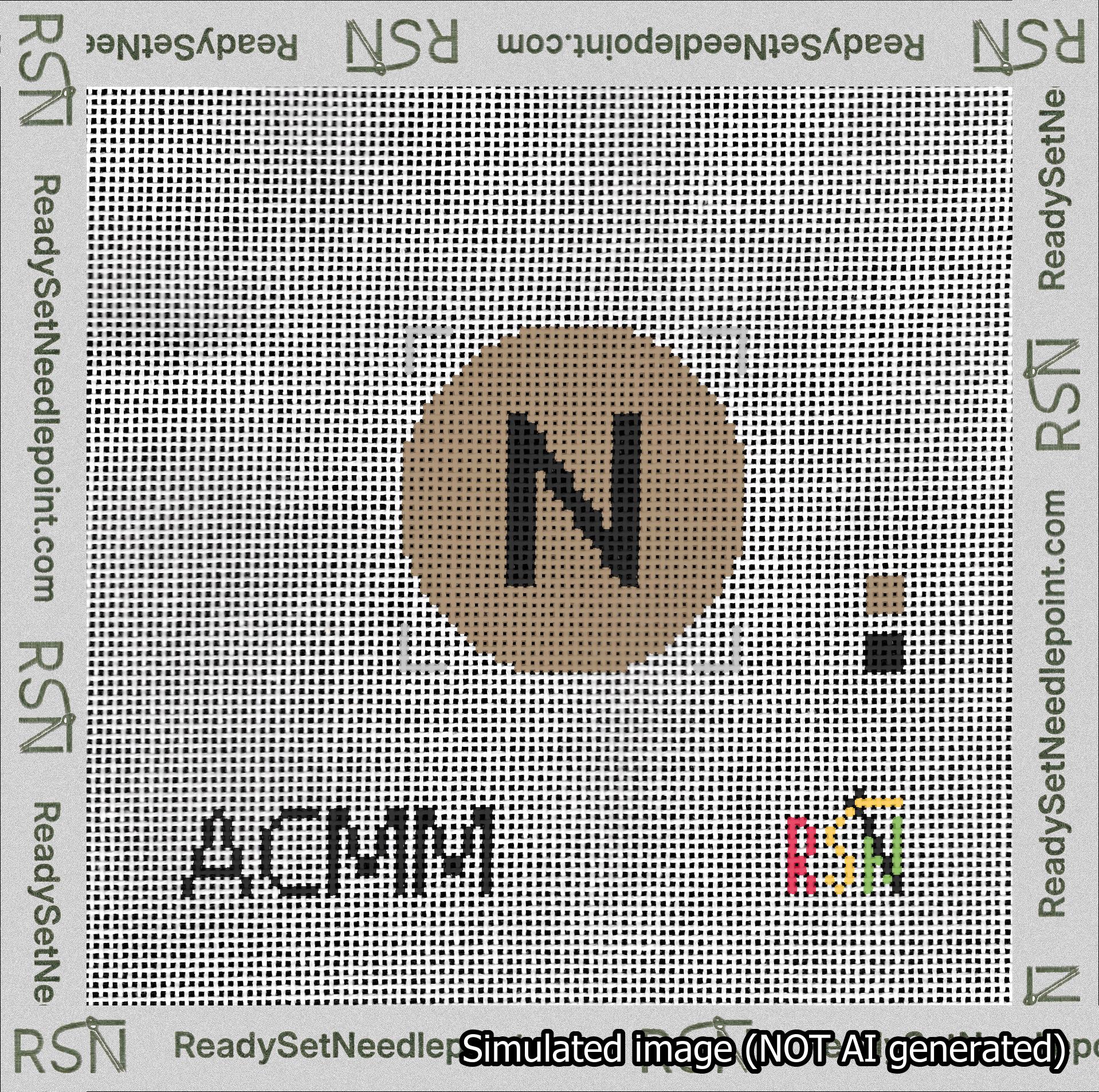 Circle Initial N Needlepoint Canvas Design