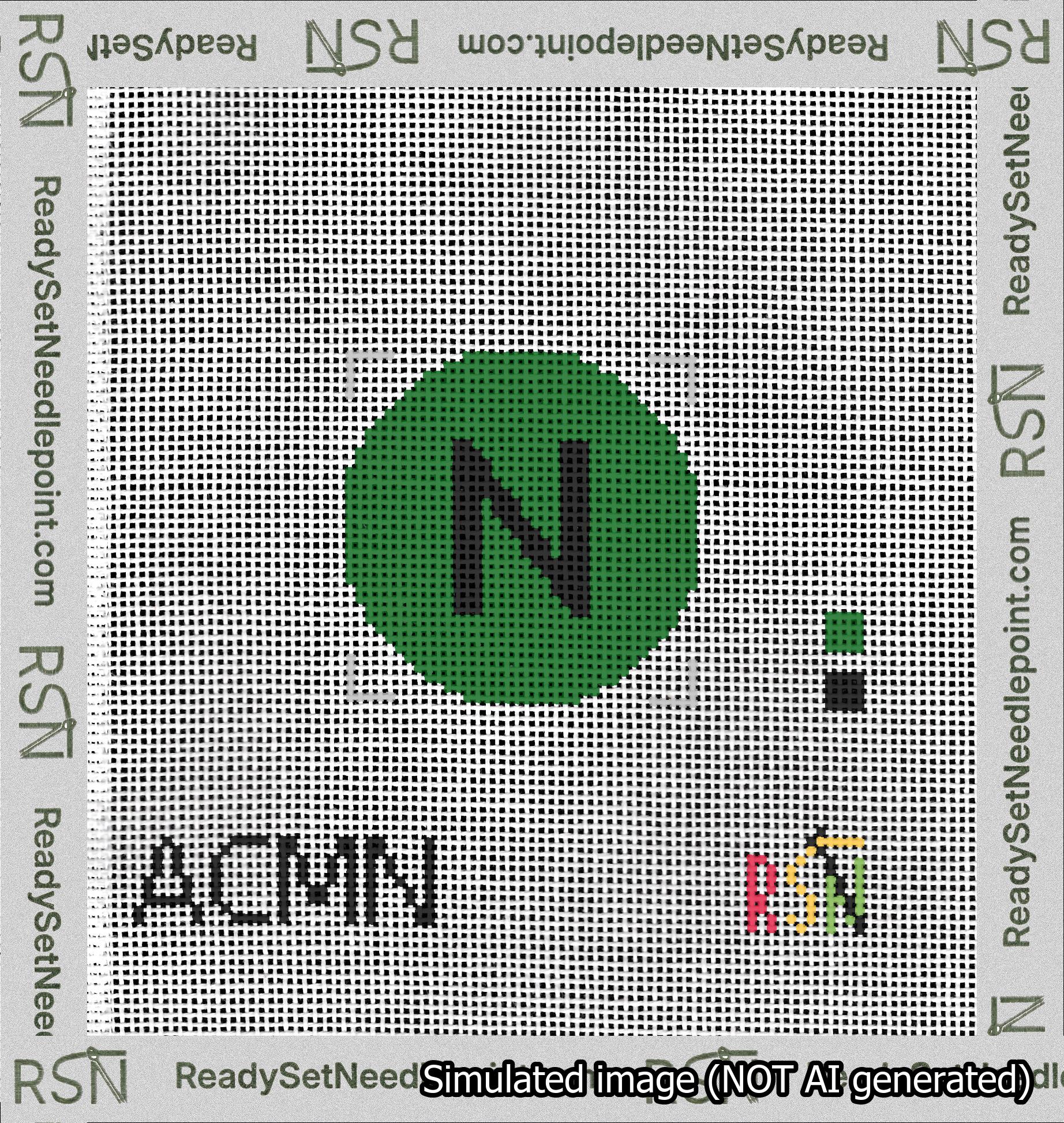 Circle Initial N Needlepoint Canvas Design