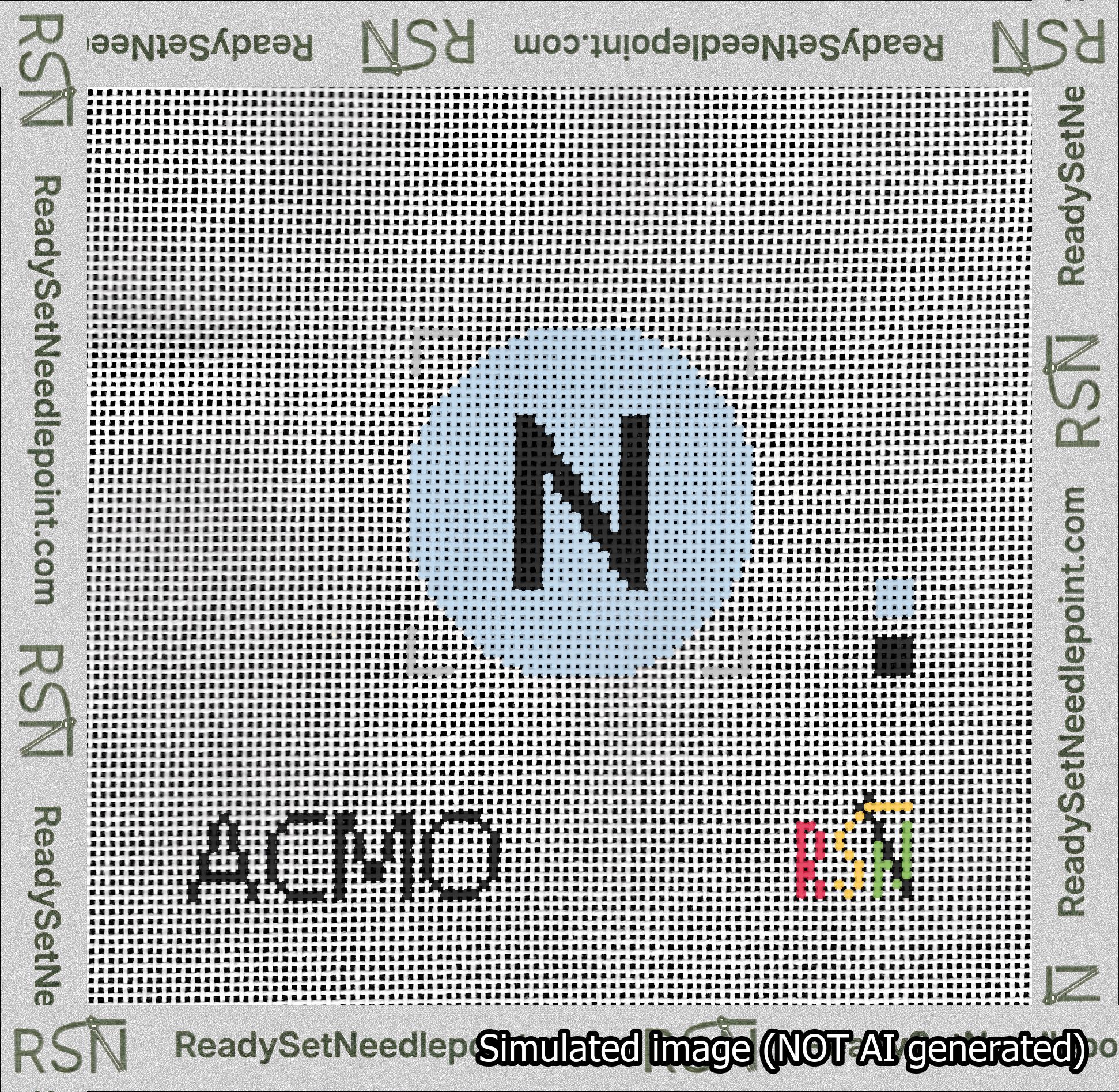 Circle Initial N Needlepoint Canvas Design