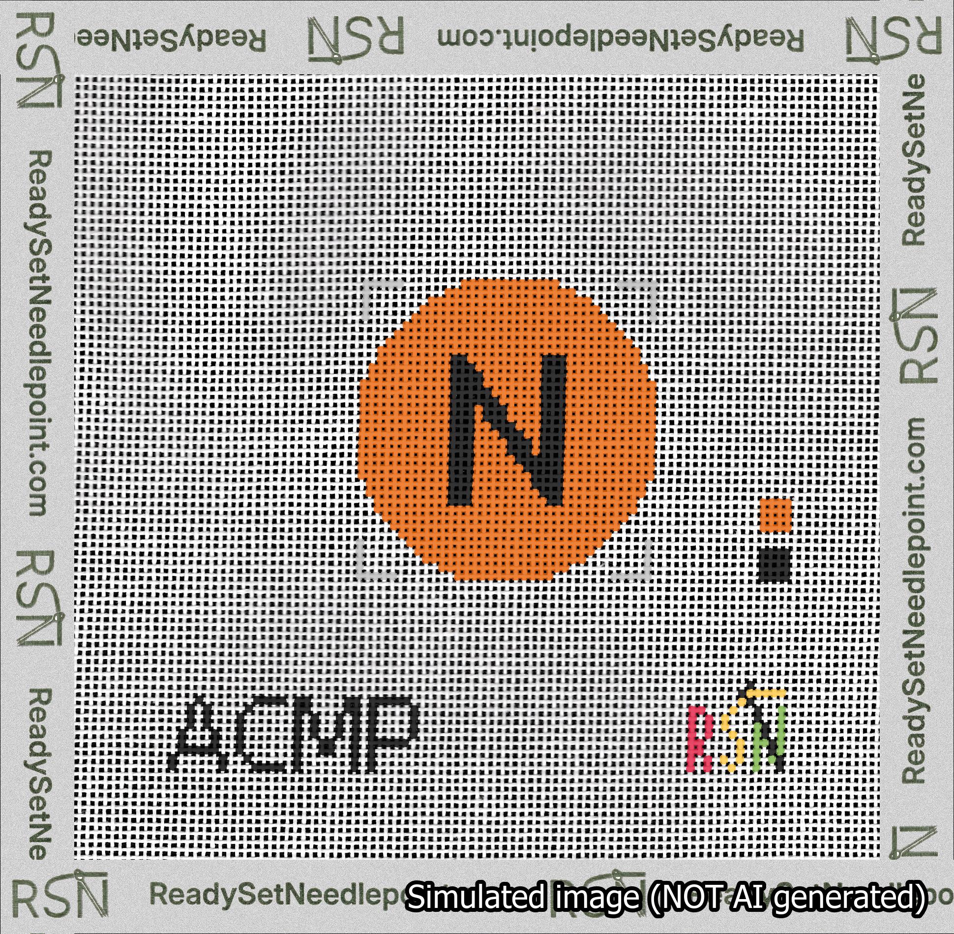 Circle Initial N Needlepoint Canvas Design