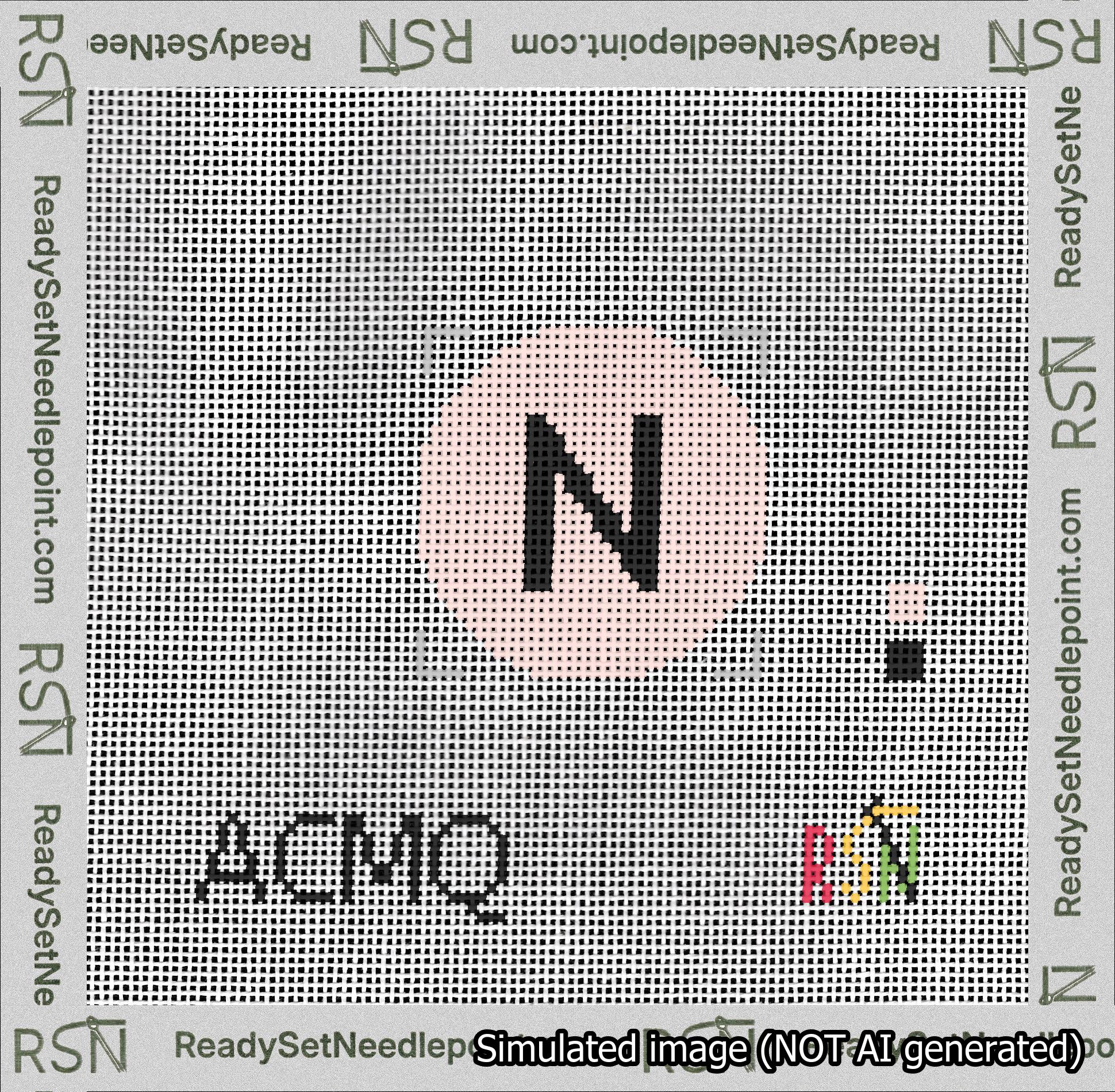 Circle Initial N Needlepoint Canvas Design