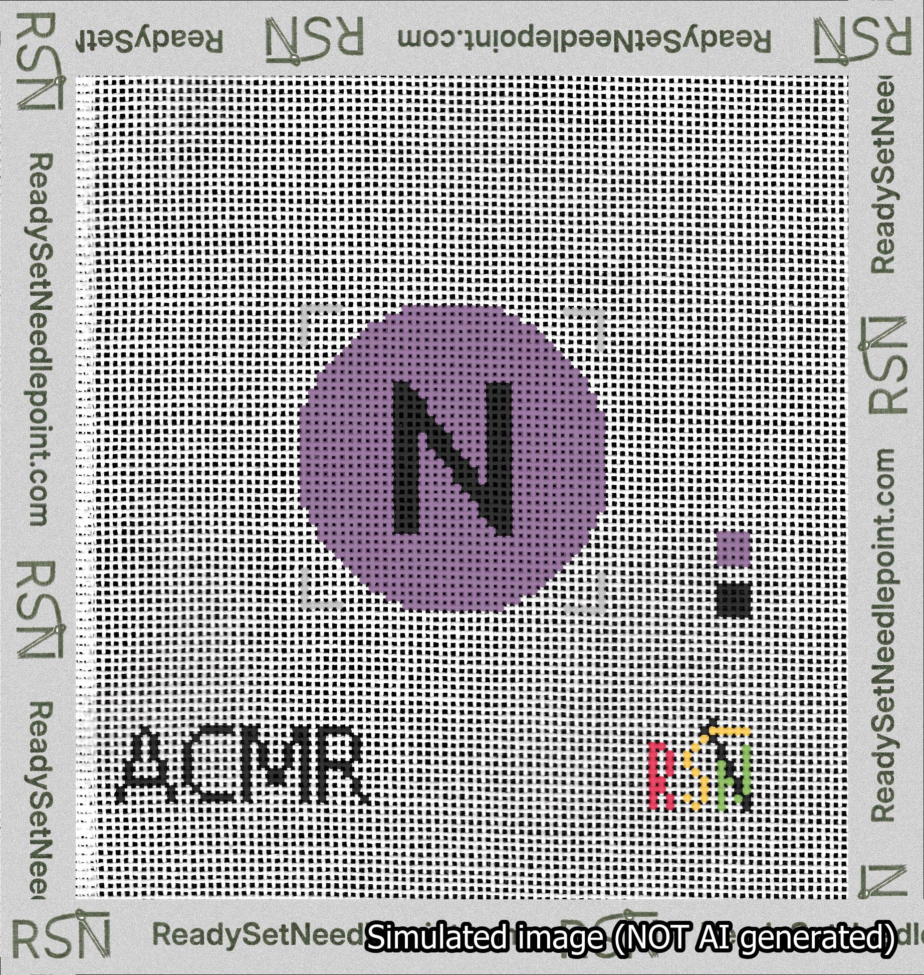 Circle Initial N Needlepoint Canvas Design