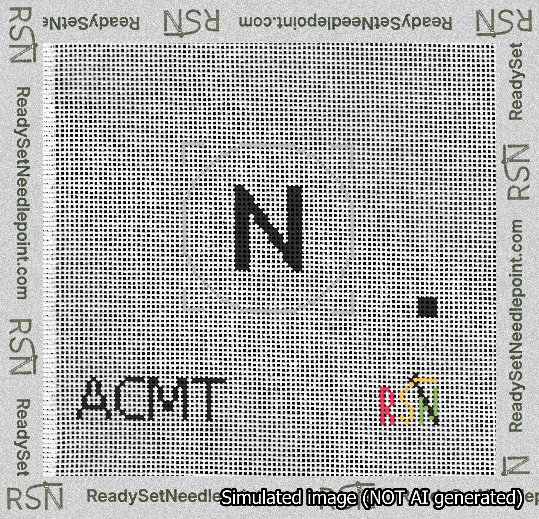 Circle Initial N Needlepoint Canvas Design