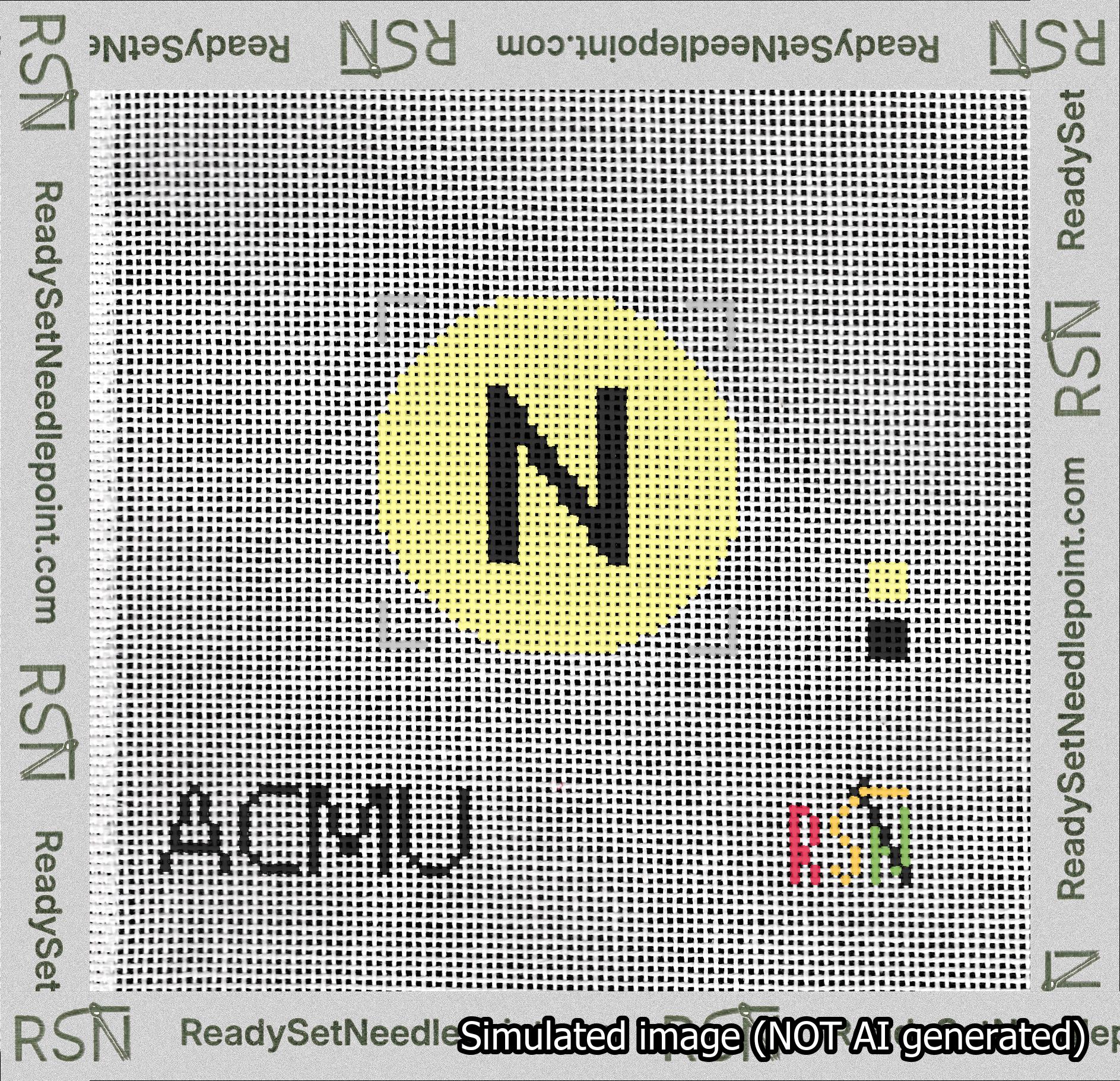 Circle Initial N Needlepoint Canvas Design