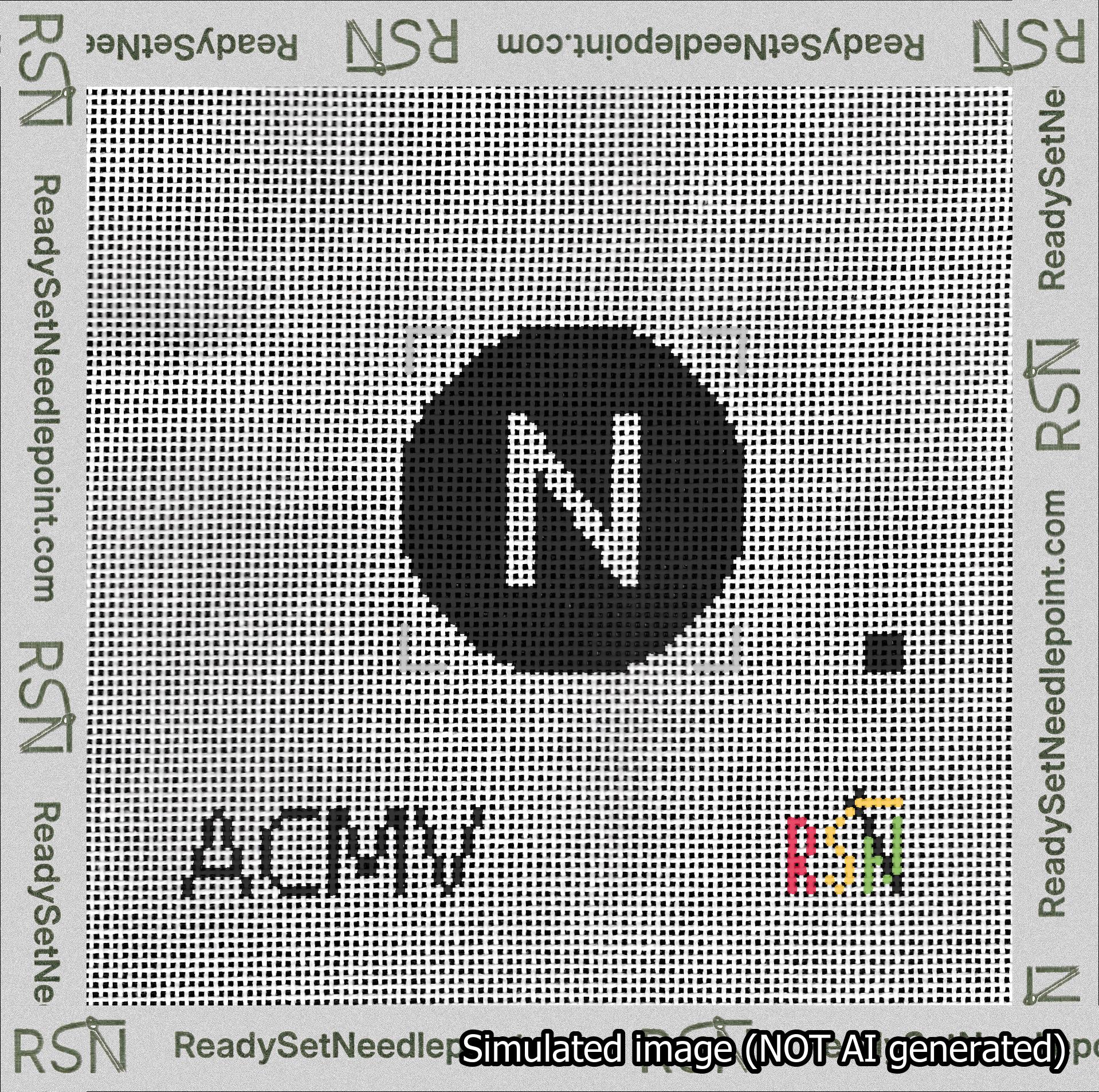 Circle Initial N Needlepoint Canvas Design